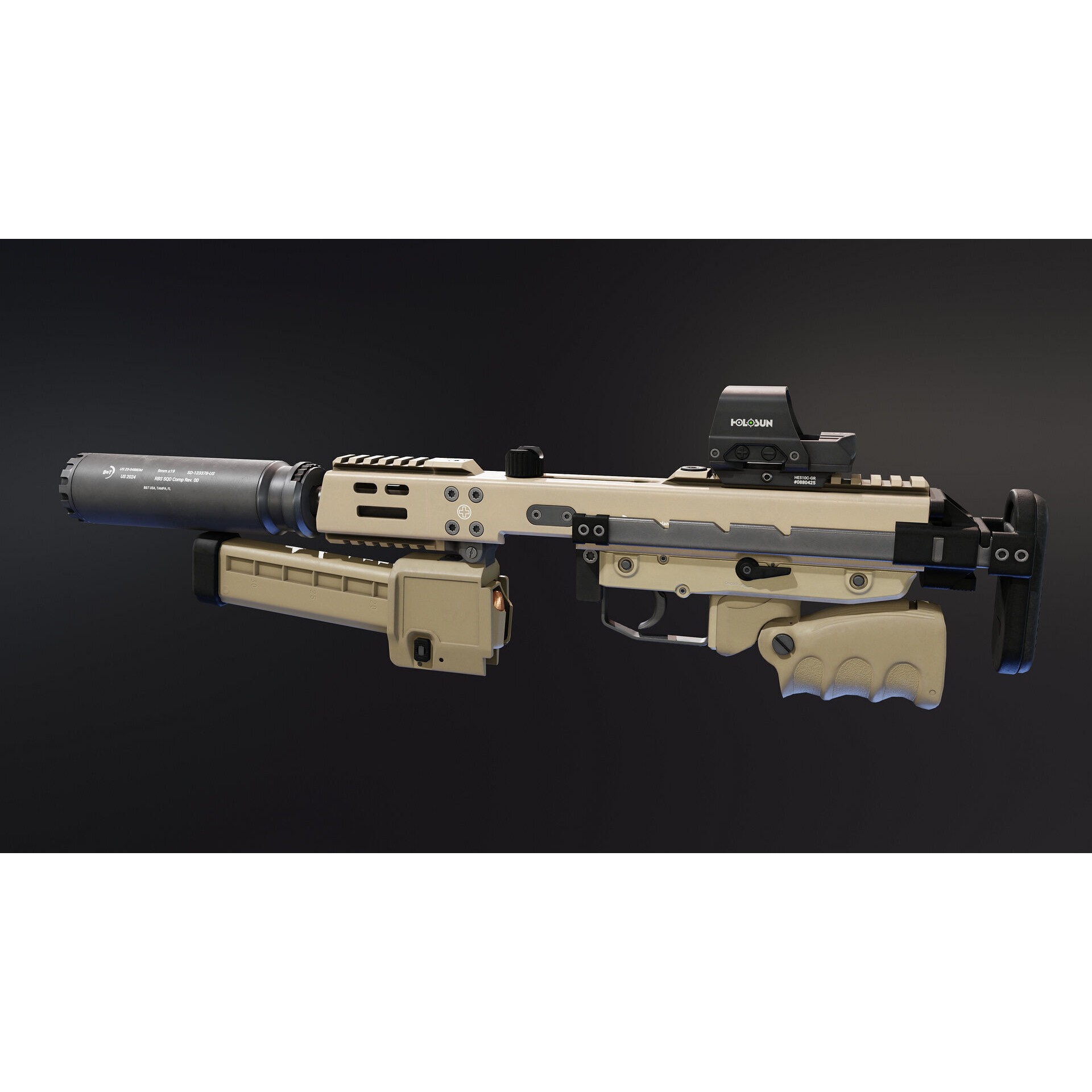 BT KH9 SMG - Low-Poly Game-Ready 3D Model - View 3