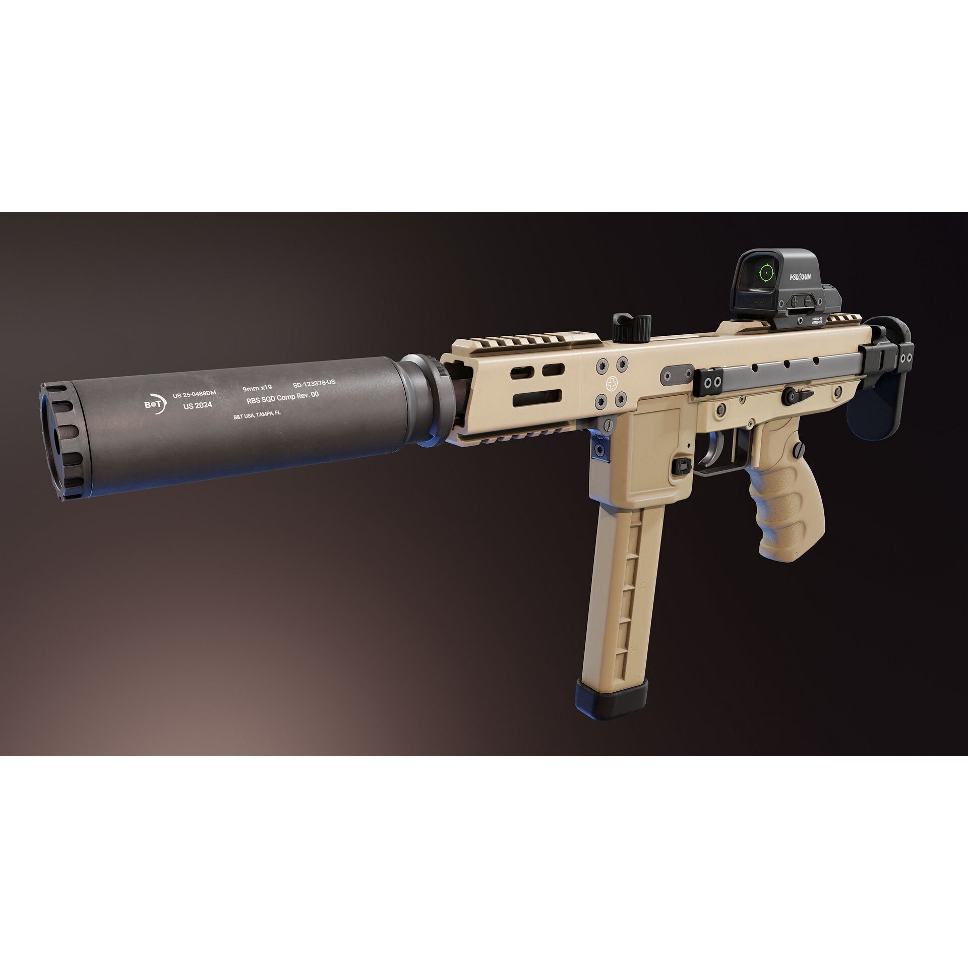 BT KH9 SMG - Low-Poly Game-Ready 3D Model - View 4