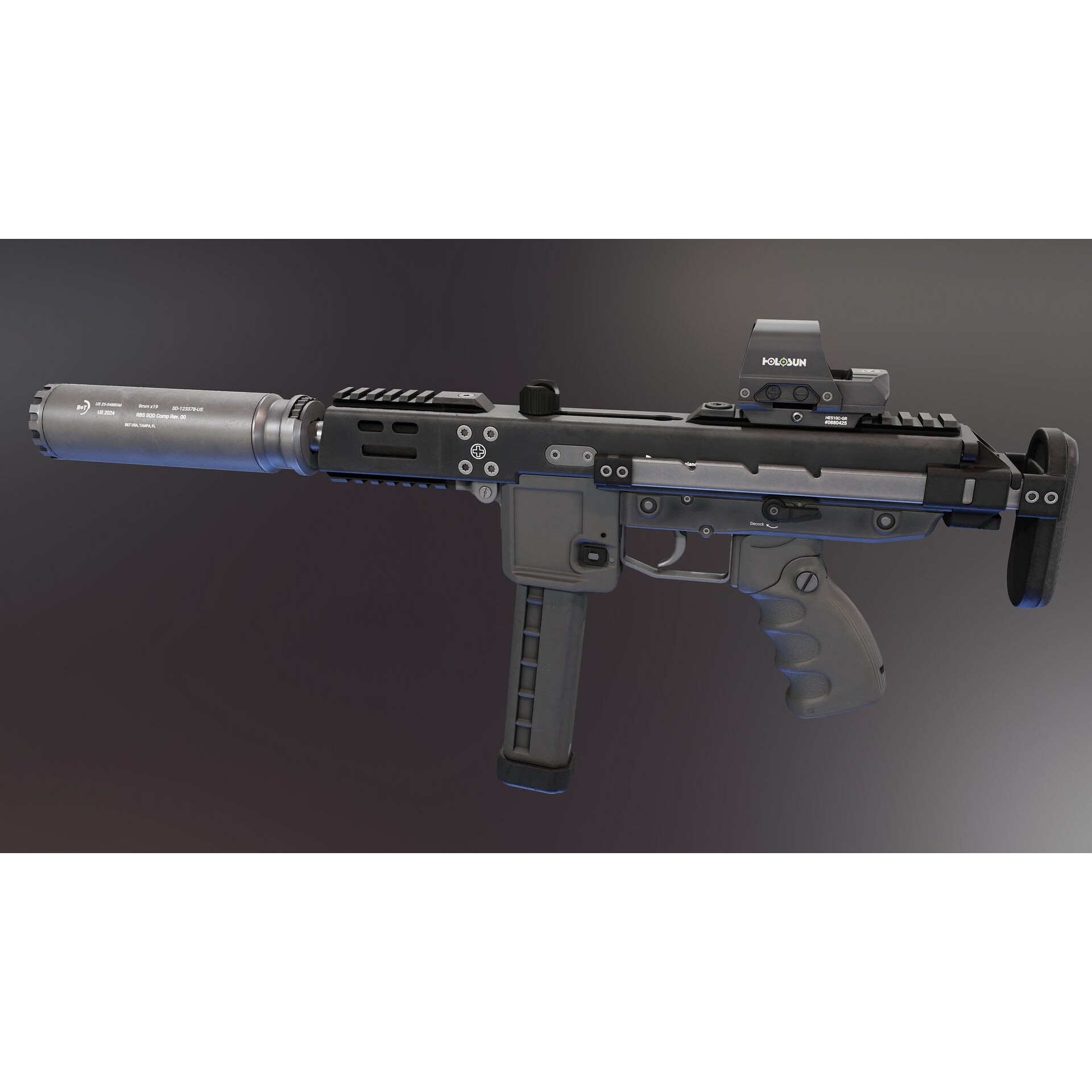 BT KH9 SMG - Low-Poly Game-Ready 3D Model - View 5