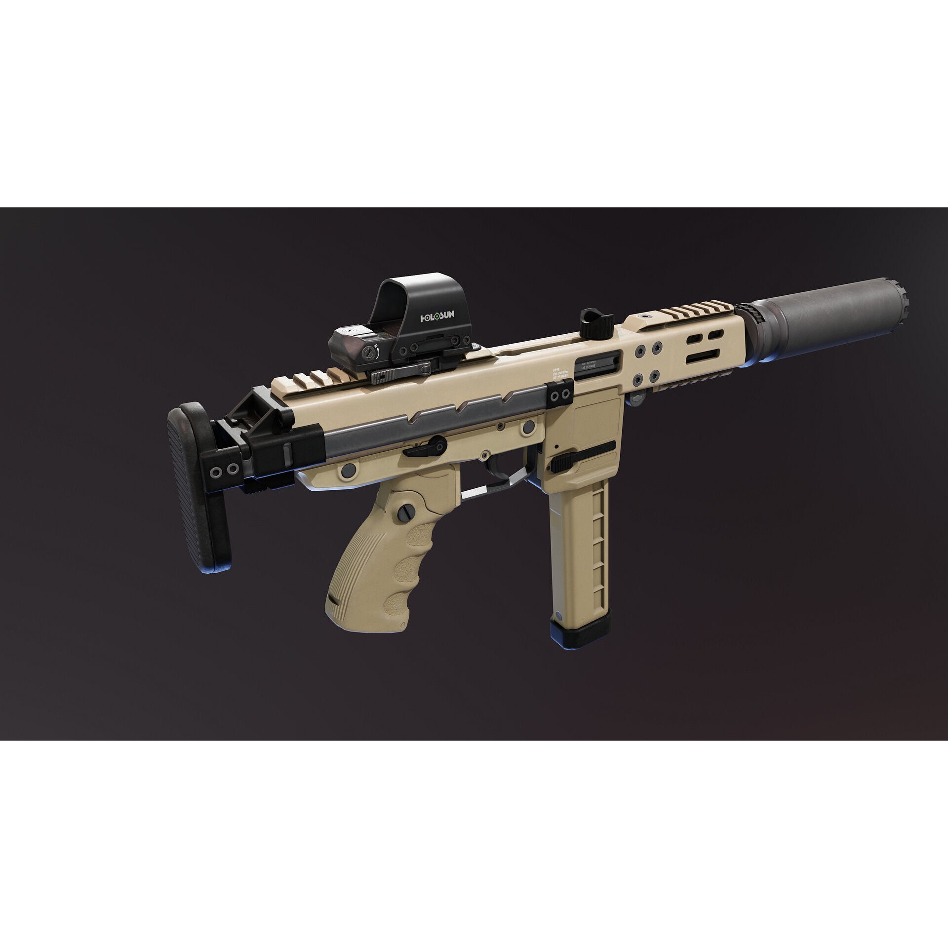 BT KH9 SMG - Low-Poly Game-Ready 3D Model - View 6