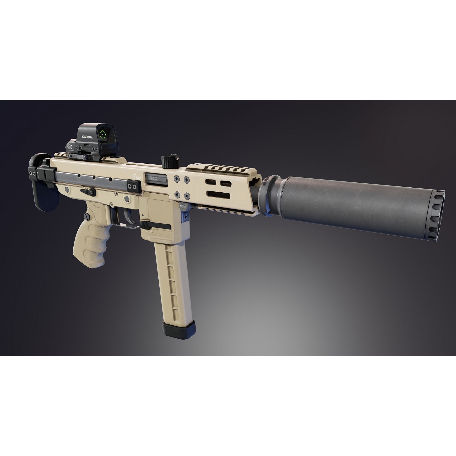 BT KH9 SMG - Low-Poly Game-Ready 3D Model - View 7