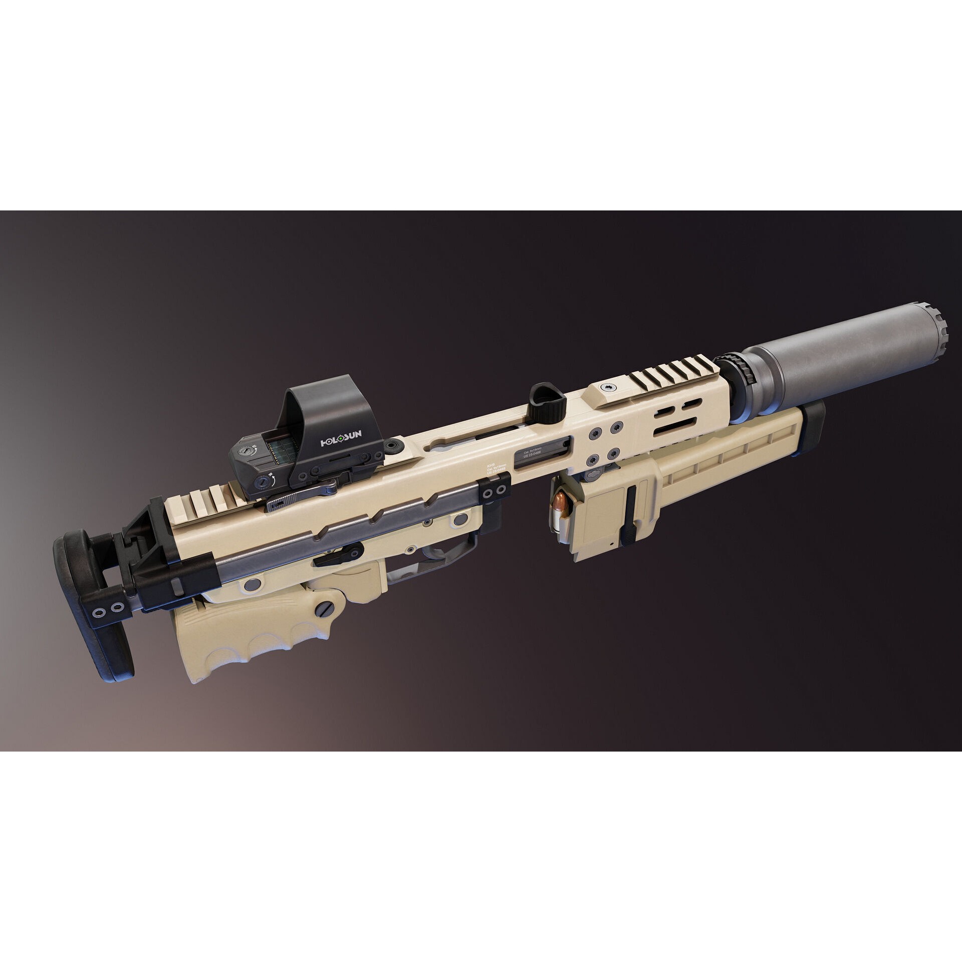 BT KH9 SMG - Low-Poly Game-Ready 3D Model - View 8