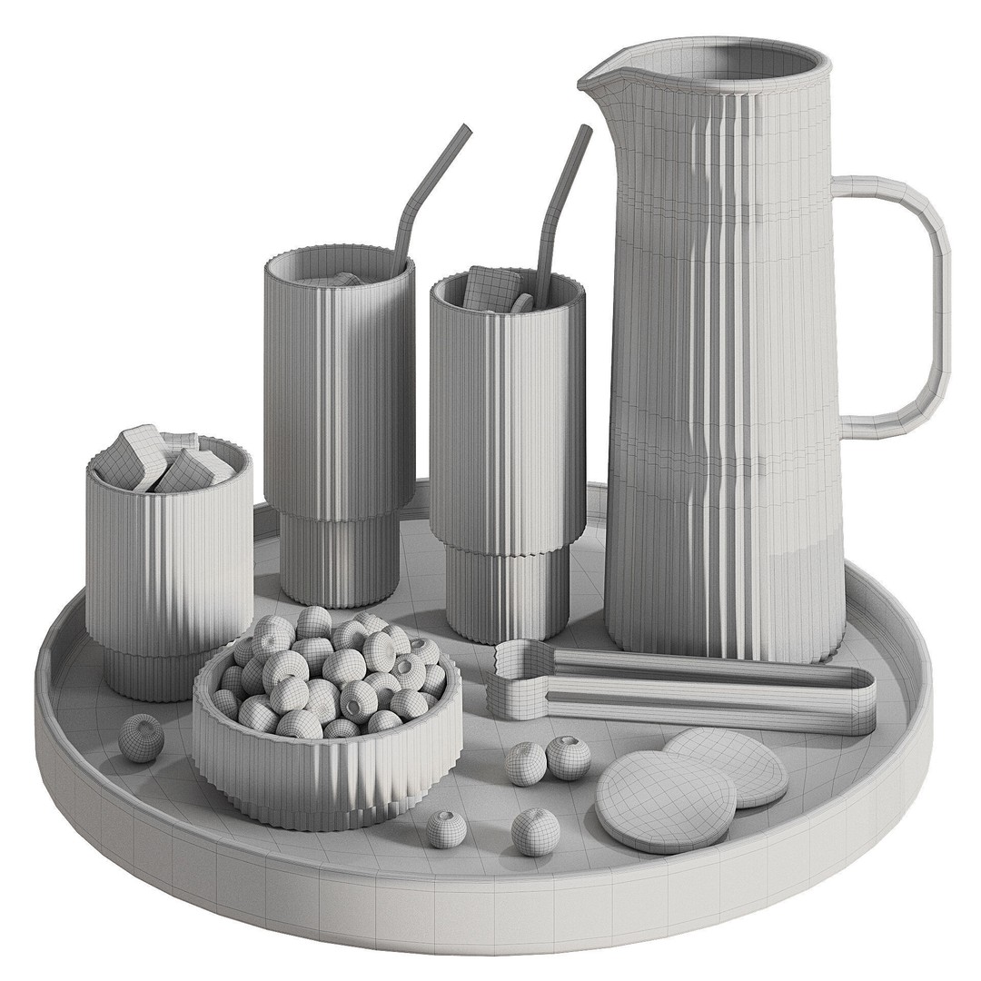 Lemonade Serving Set 3D Model – Stylish Kitchen Beverage Asset, FBX