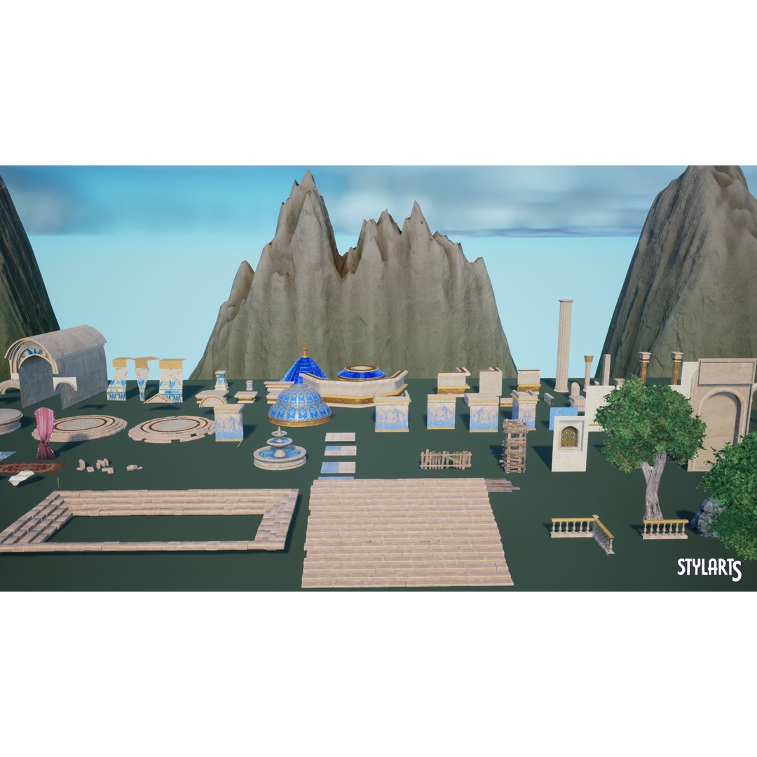 Stylized Paradise Gardens 3D Model – Low Poly Game Asset, FBX - View 13