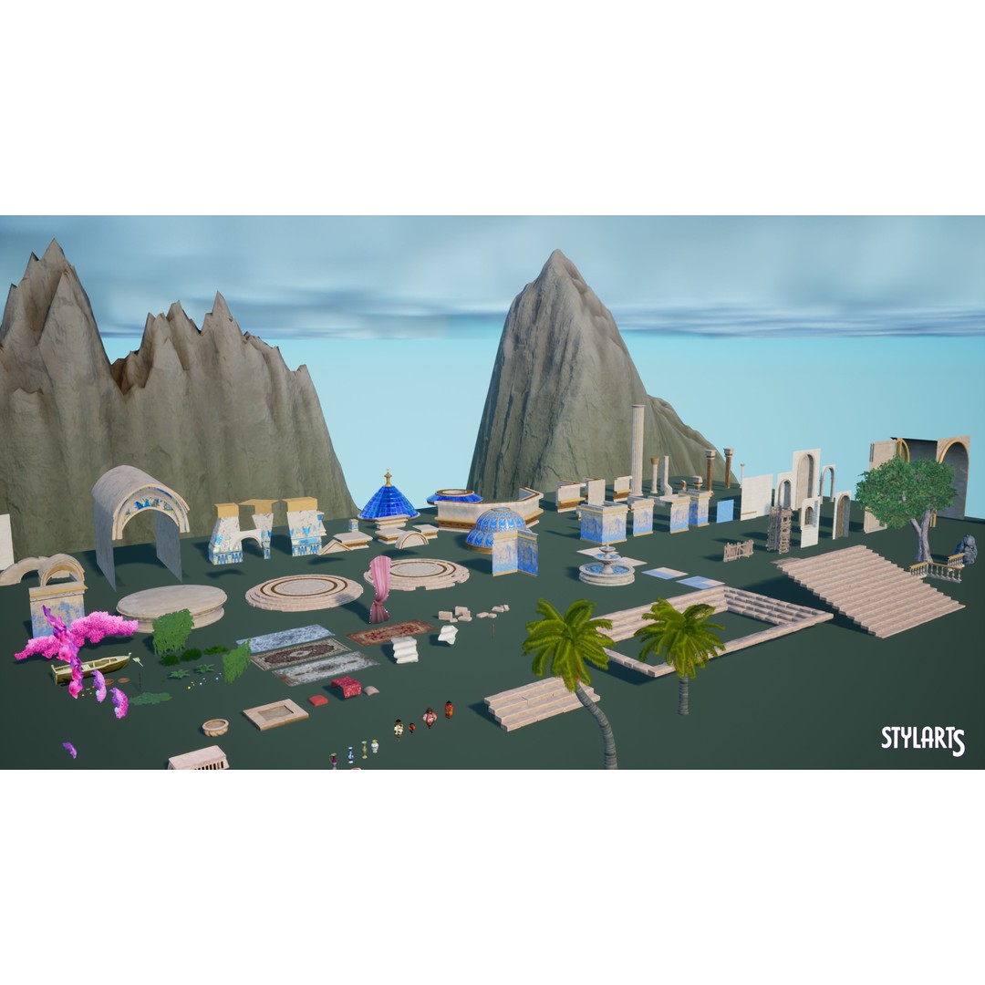 Stylized Paradise Gardens 3D Model – Low Poly Game Asset, FBX - View 14