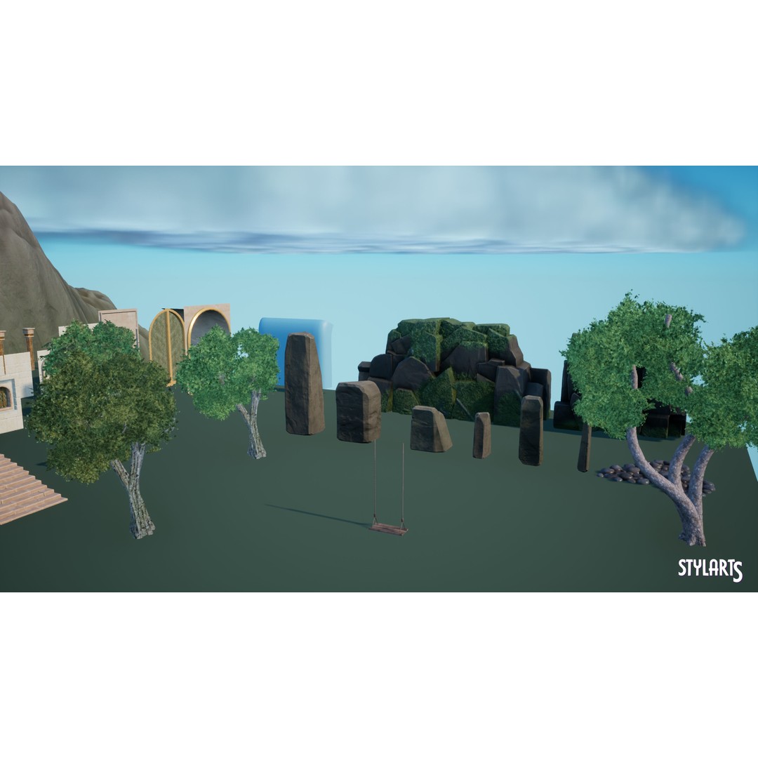Stylized Paradise Gardens 3D Model – Low Poly Game Asset, FBX - View 15