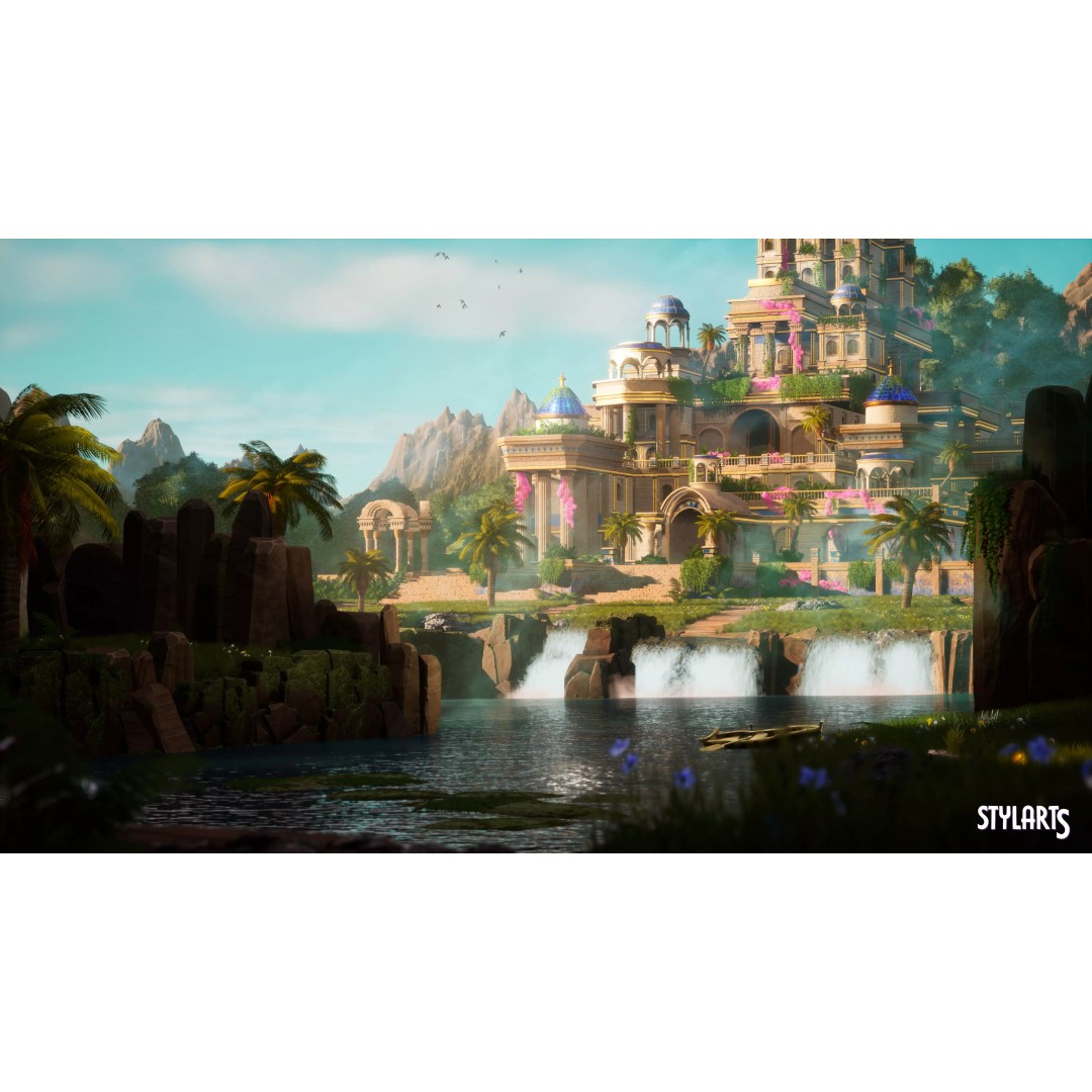 Stylized Paradise Gardens 3D Model – Low Poly Game Asset, FBX - View 2