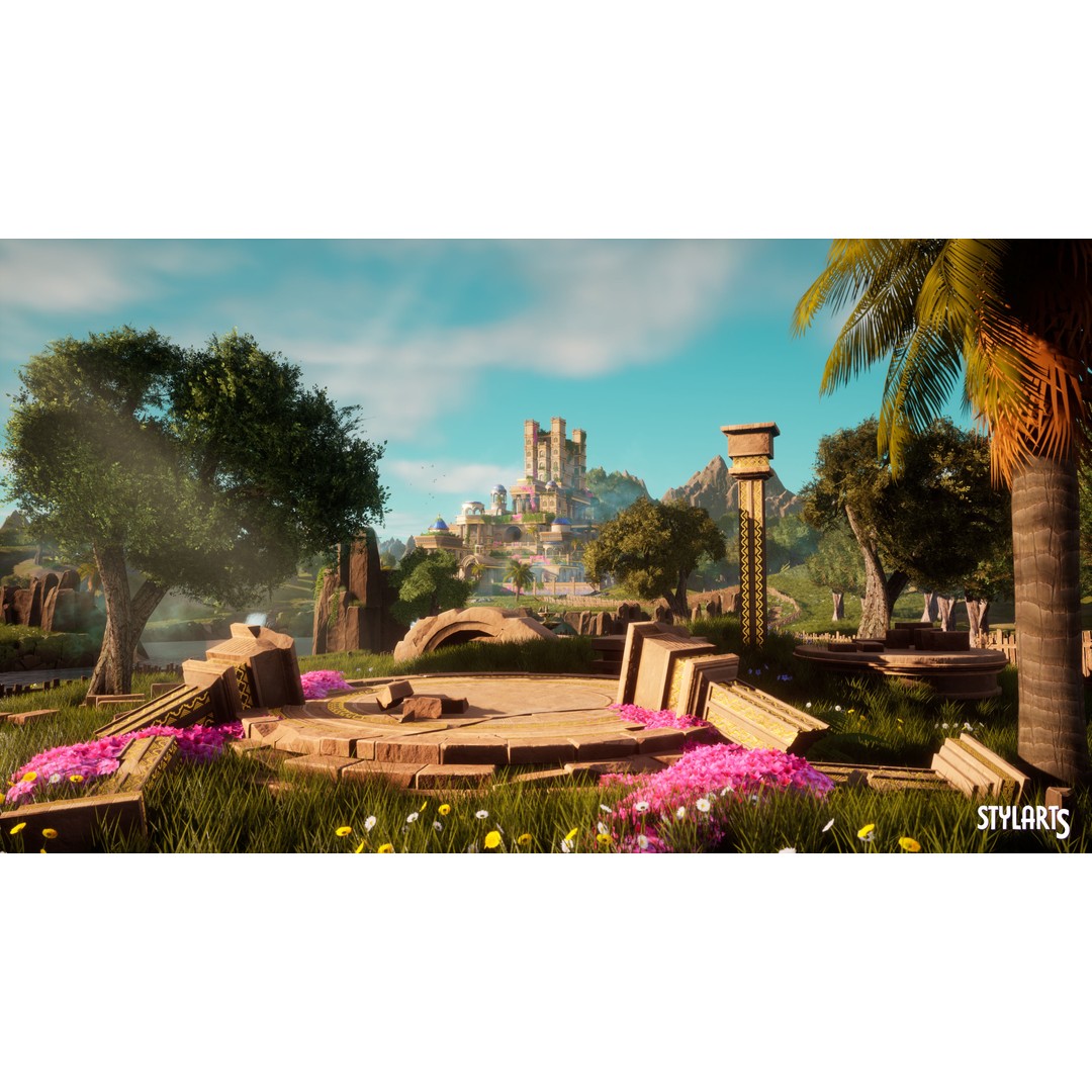 Stylized Paradise Gardens 3D Model – Low Poly Game Asset, FBX - View 3