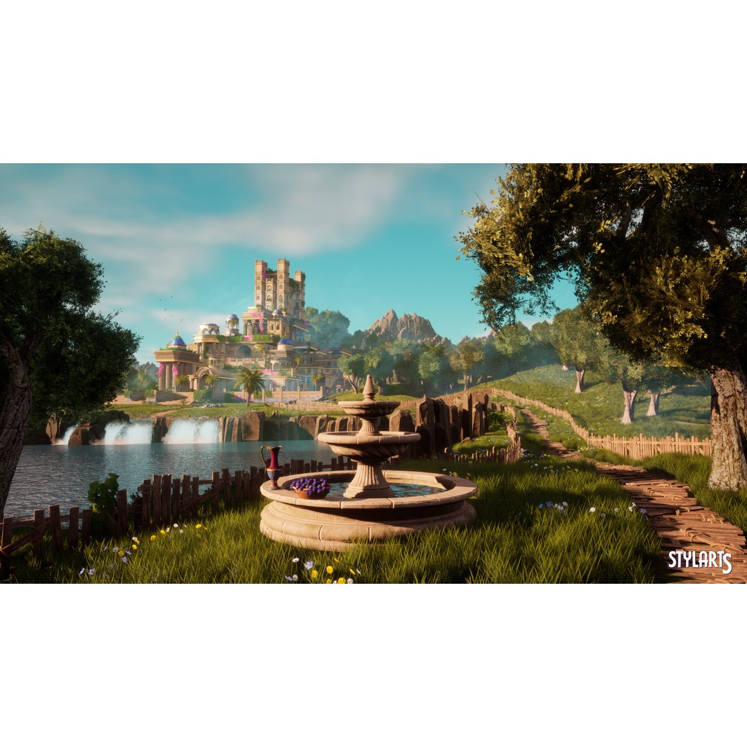 Stylized Paradise Gardens 3D Model – Low Poly Game Asset, FBX - View 4
