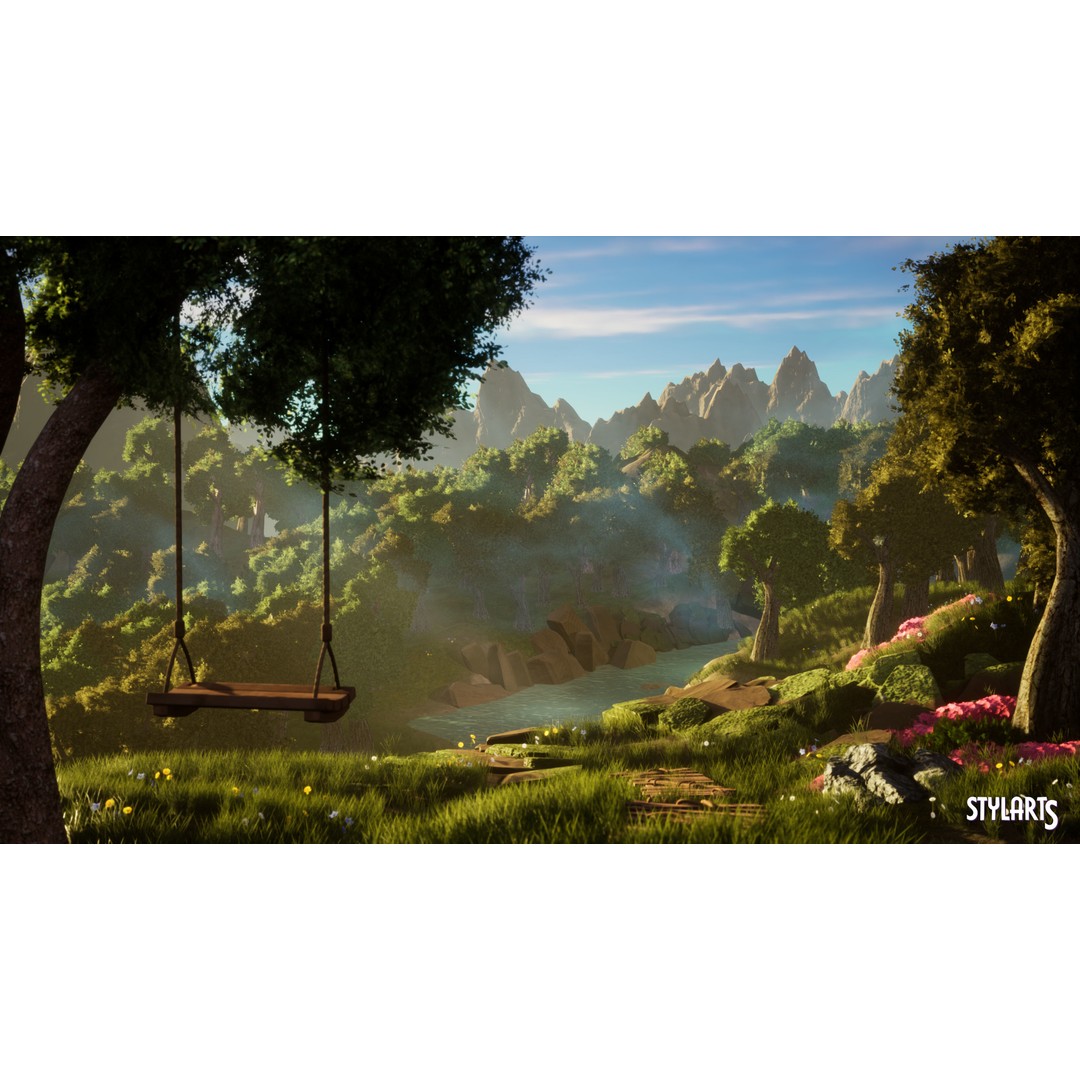 Stylized Paradise Gardens 3D Model – Low Poly Game Asset, FBX - View 6
