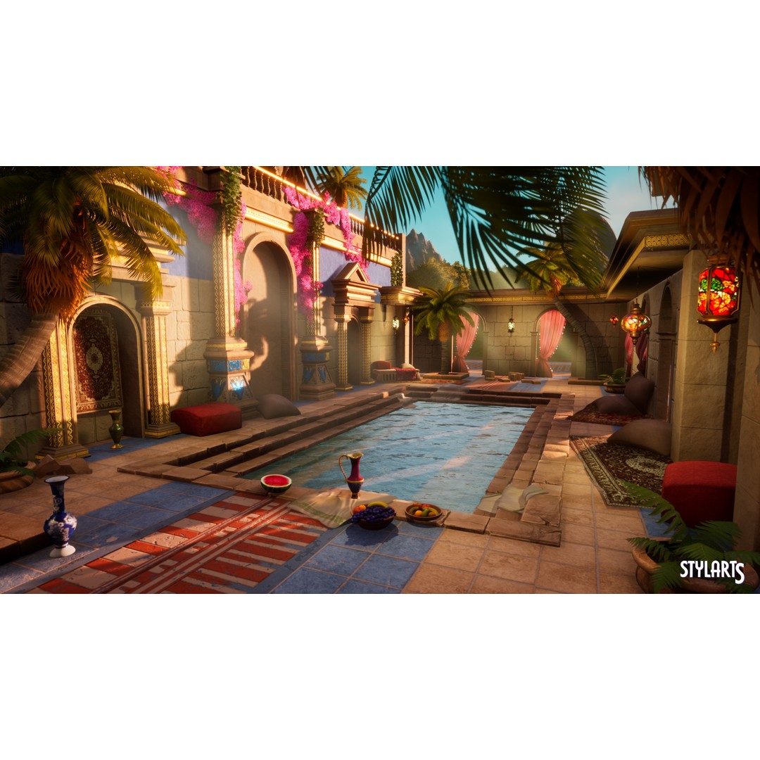 Stylized Paradise Gardens 3D Model – Low Poly Game Asset, FBX - View 7