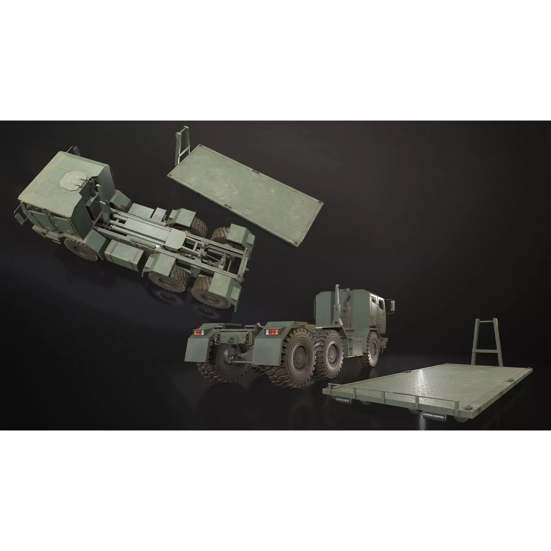 Military Truck V2 - Low-Poly Game-Ready 3D Model - View 12