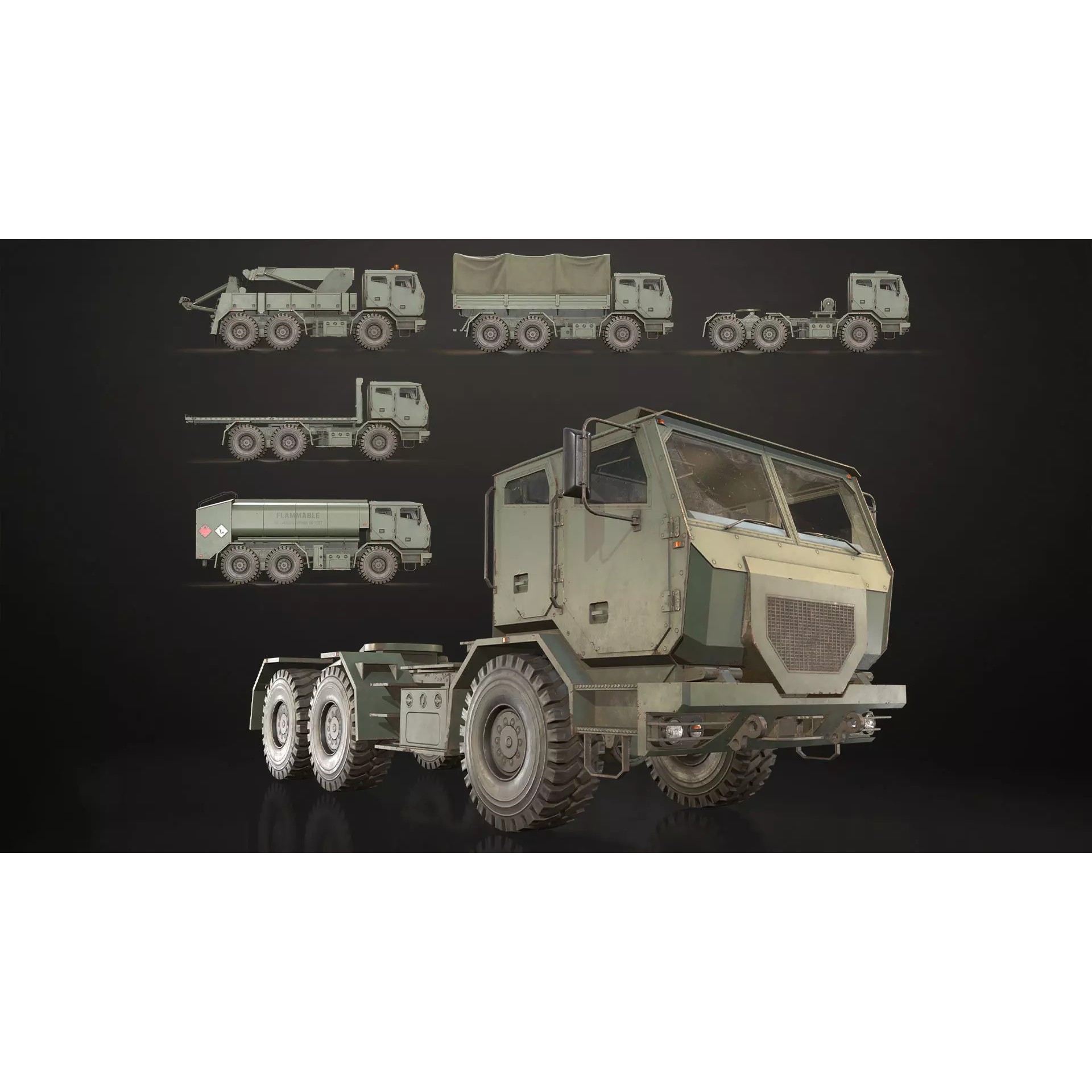 Military Truck V2 - Low-Poly Game-Ready 3D Model - View 2