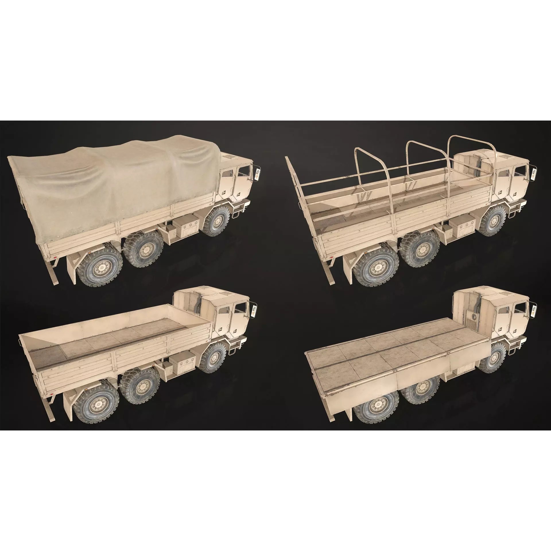 Military Truck V2 - Low-Poly Game-Ready 3D Model - View 22