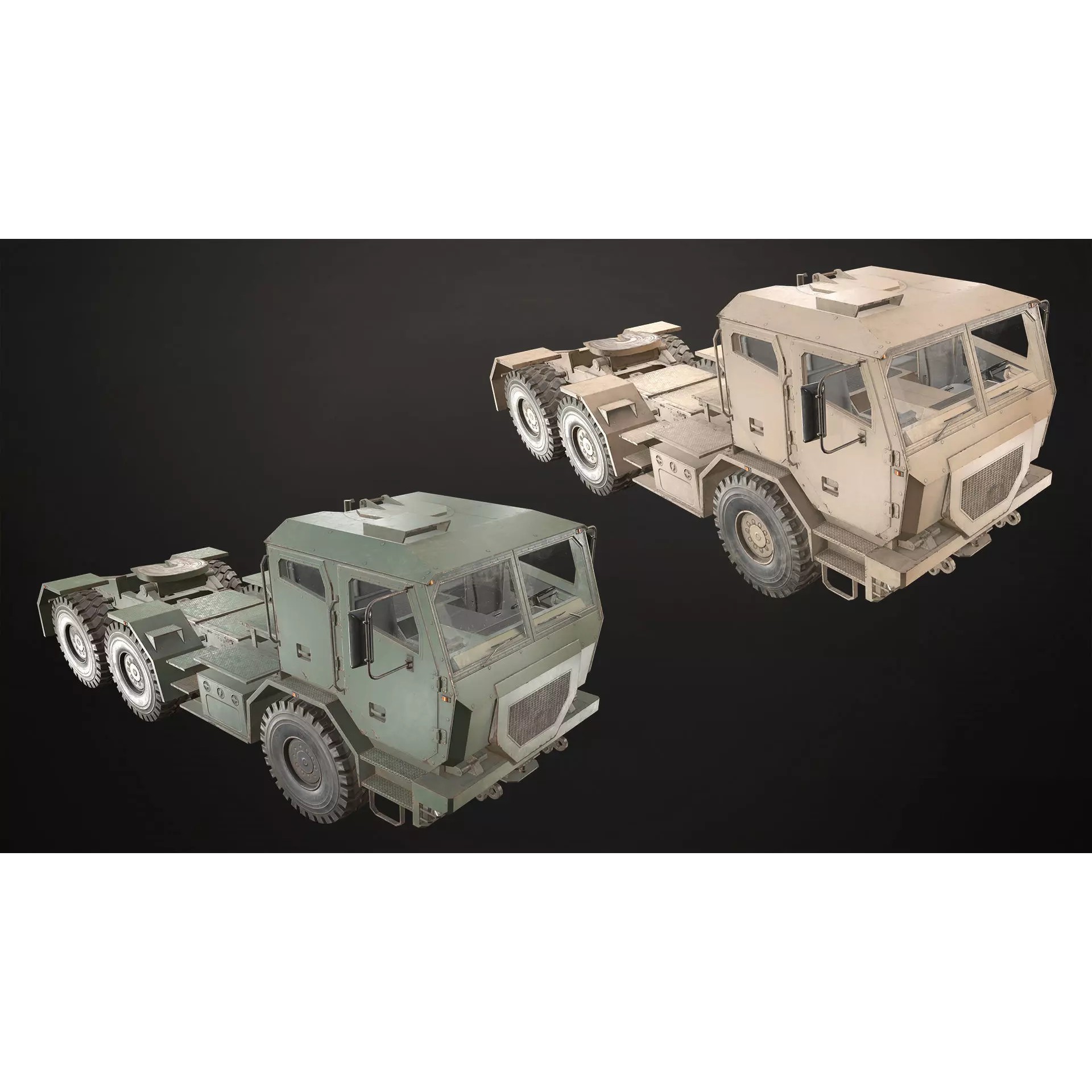 Military Truck V2 - Low-Poly Game-Ready 3D Model - View 3