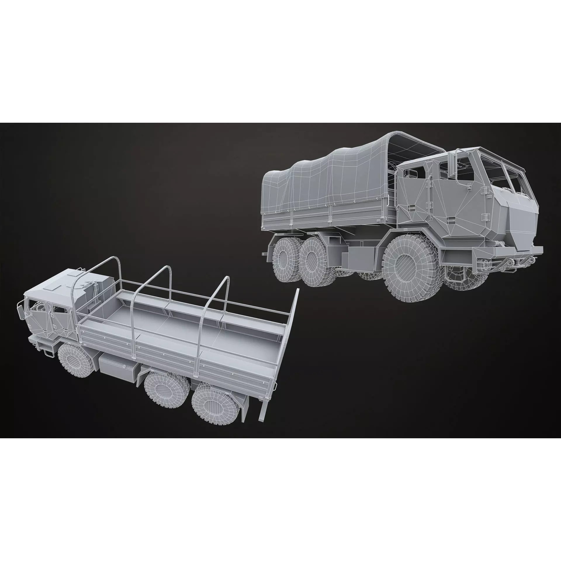Military Truck V2 - Low-Poly Game-Ready 3D Model - View 31