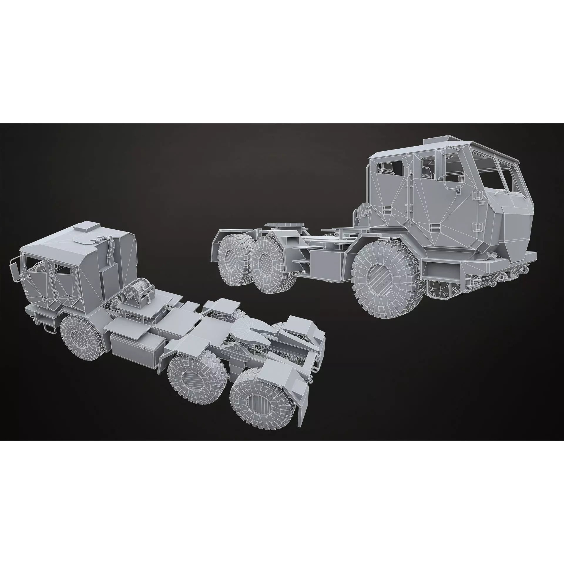 Military Truck V2 - Low-Poly Game-Ready 3D Model - View 34