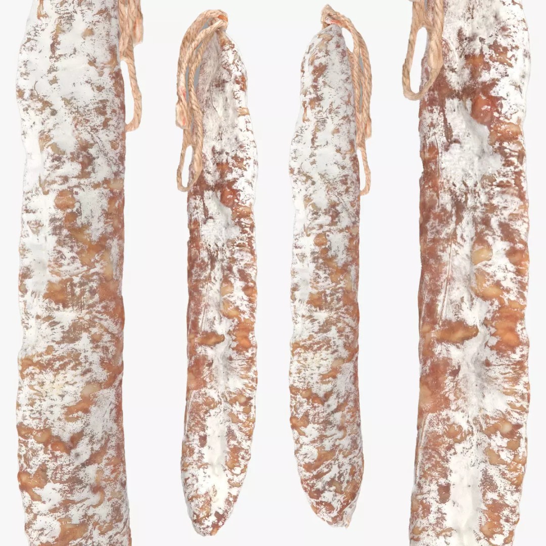 Dry Sausage 3D Model – Low Poly Game Asset, PBR Textures, FBX - View 2