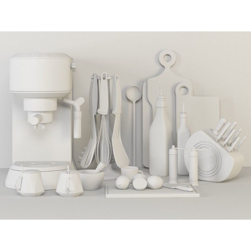 Kitchen Accessories 3D Model – High Poly Utensils, Textured PBR Formats