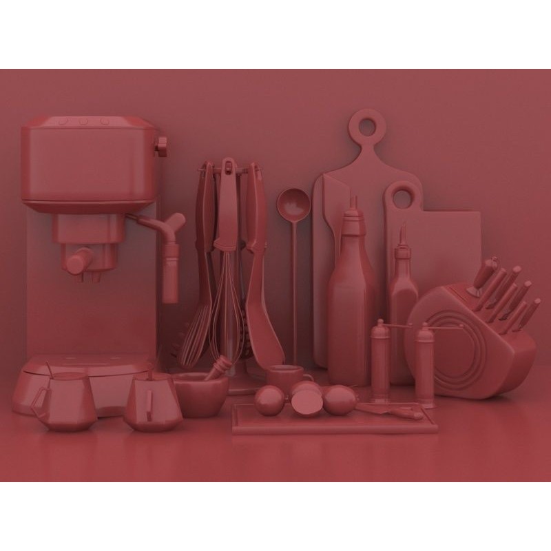 Kitchen Accessories 3D Model – High Poly Utensils, Textured PBR Formats - View 10