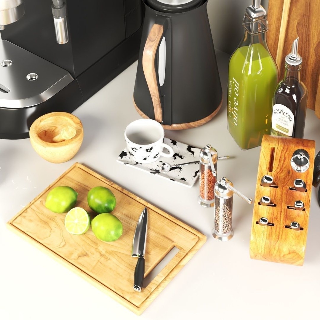 Kitchen Accessories 3D Model – High Poly Utensils, Textured PBR Formats - View 6