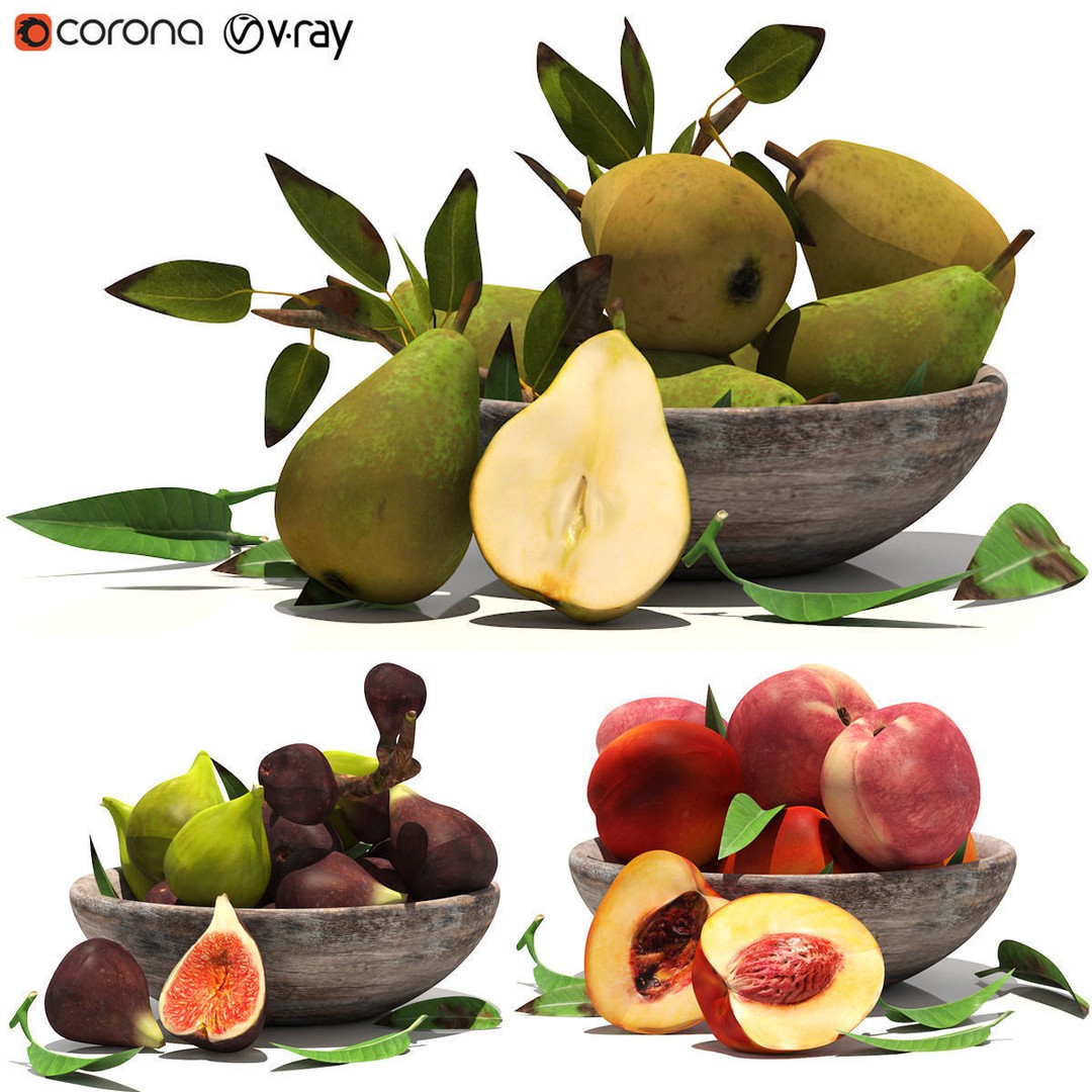 Bowls of Fruits Collection 03 3D Model – High Poly PBR Assets, OBJ/3ds Max