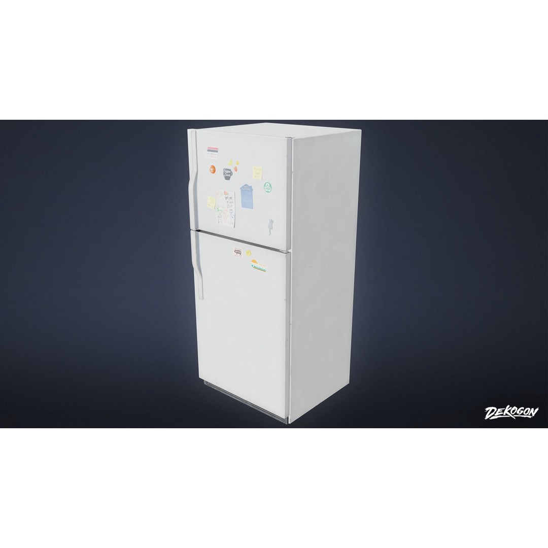 Fridge 3D Model – Low Poly Game Asset with PBR Textures, FBX - View 3
