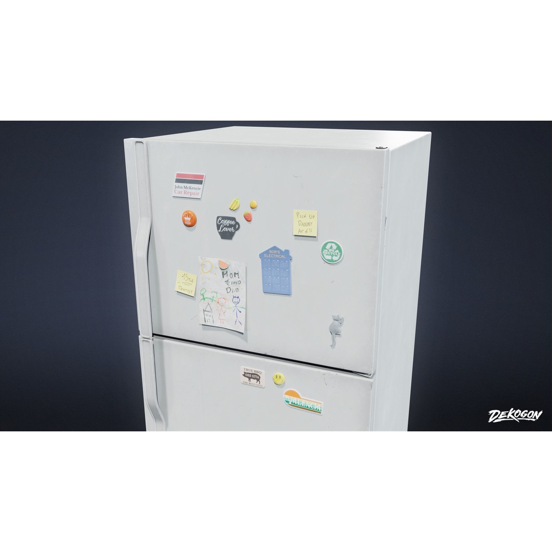 Fridge 3D Model – Low Poly Game Asset with PBR Textures, FBX - View 7