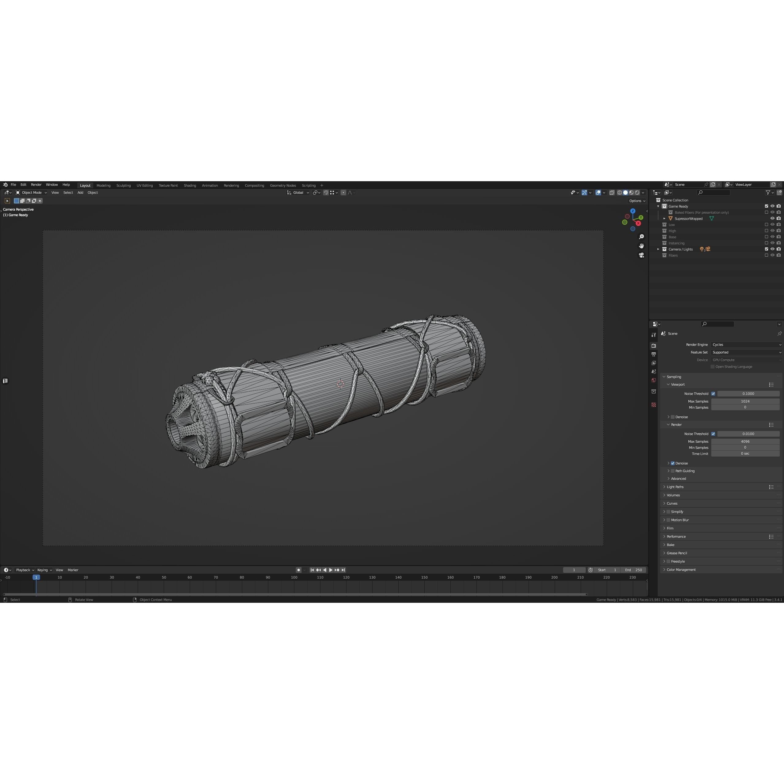 Banish 30 Suppressor - Low-Poly Game-Ready 3D Model