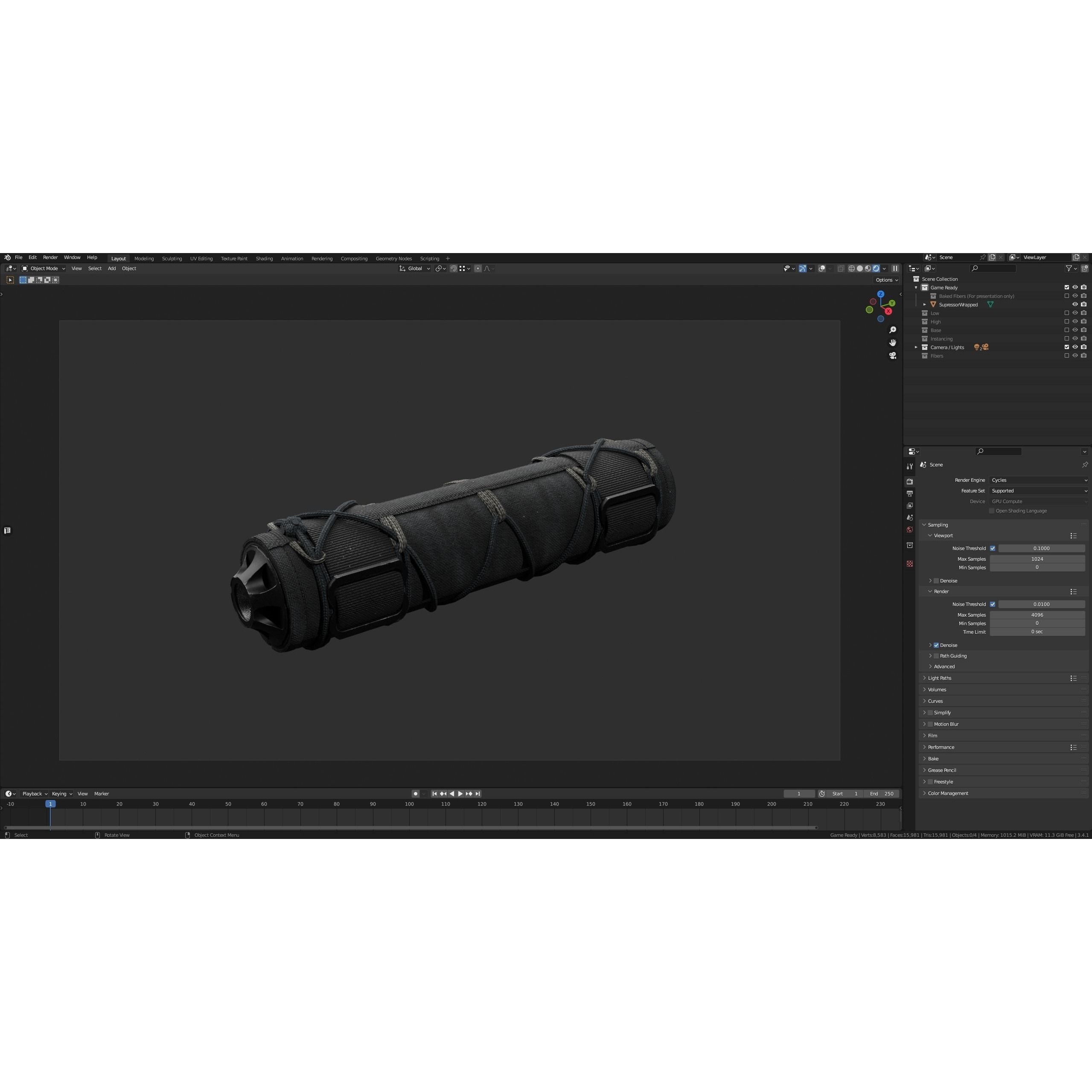 Banish 30 Suppressor - Low-Poly Game-Ready 3D Model - View 11