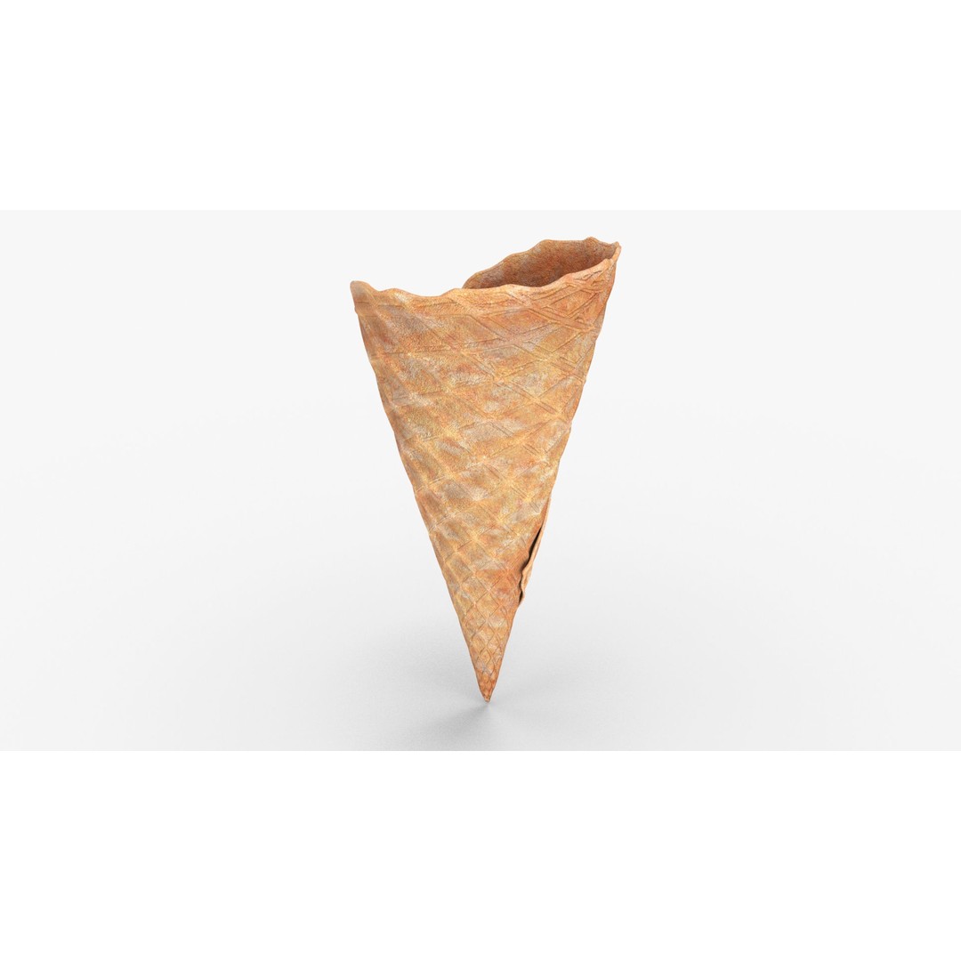 Ice Cream Waffle Cone 3D Model – Low Poly PBR Asset, FBX, OBJ - View 3