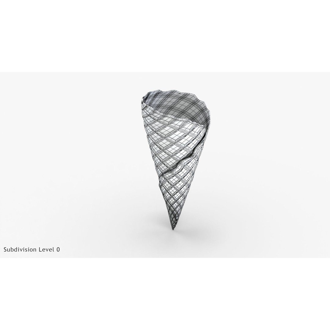 Ice Cream Waffle Cone 3D Model – Low Poly PBR Asset, FBX, OBJ - View 9