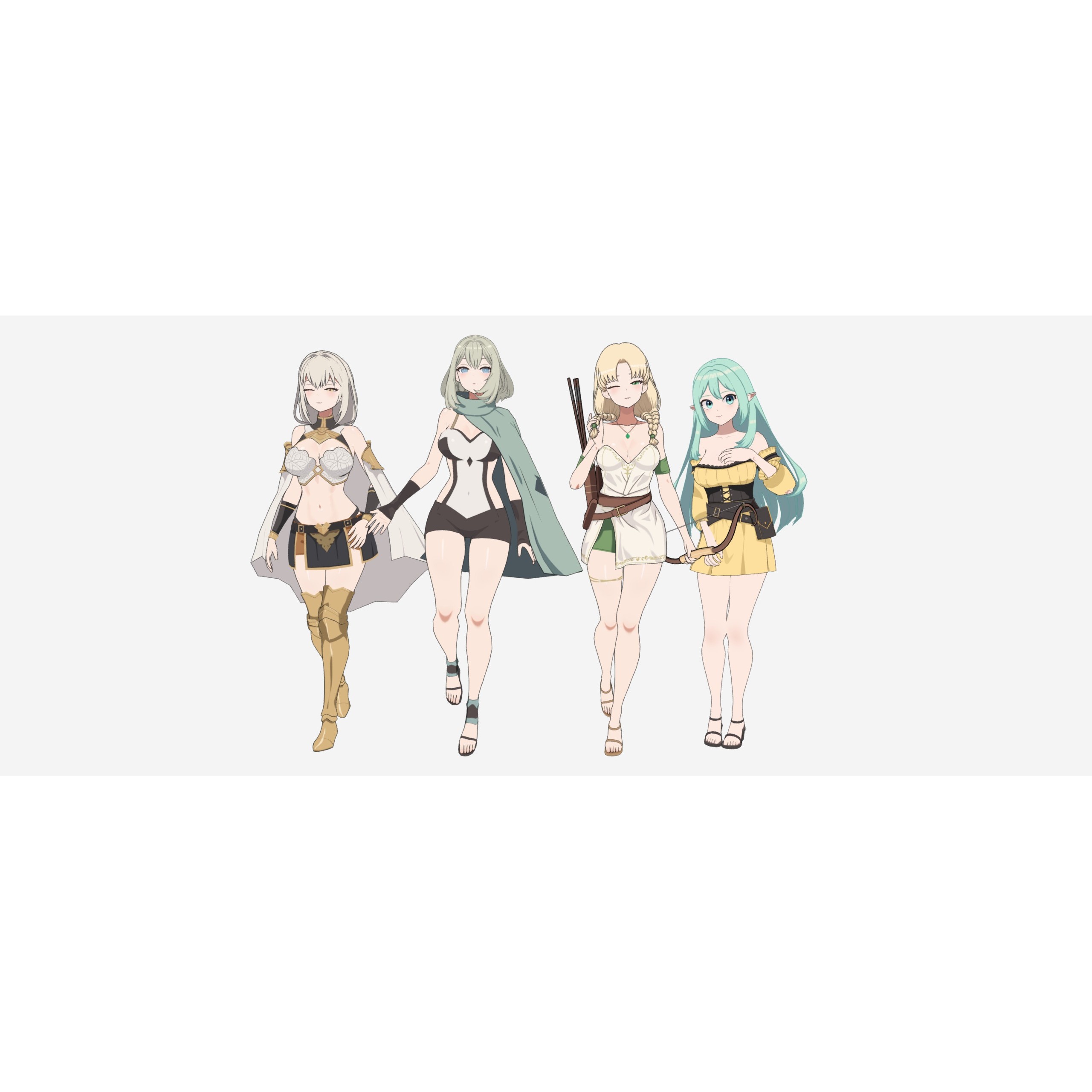 Fantasy RPG Anime Girls - Low-Poly Game-Ready 3D Model - View 3