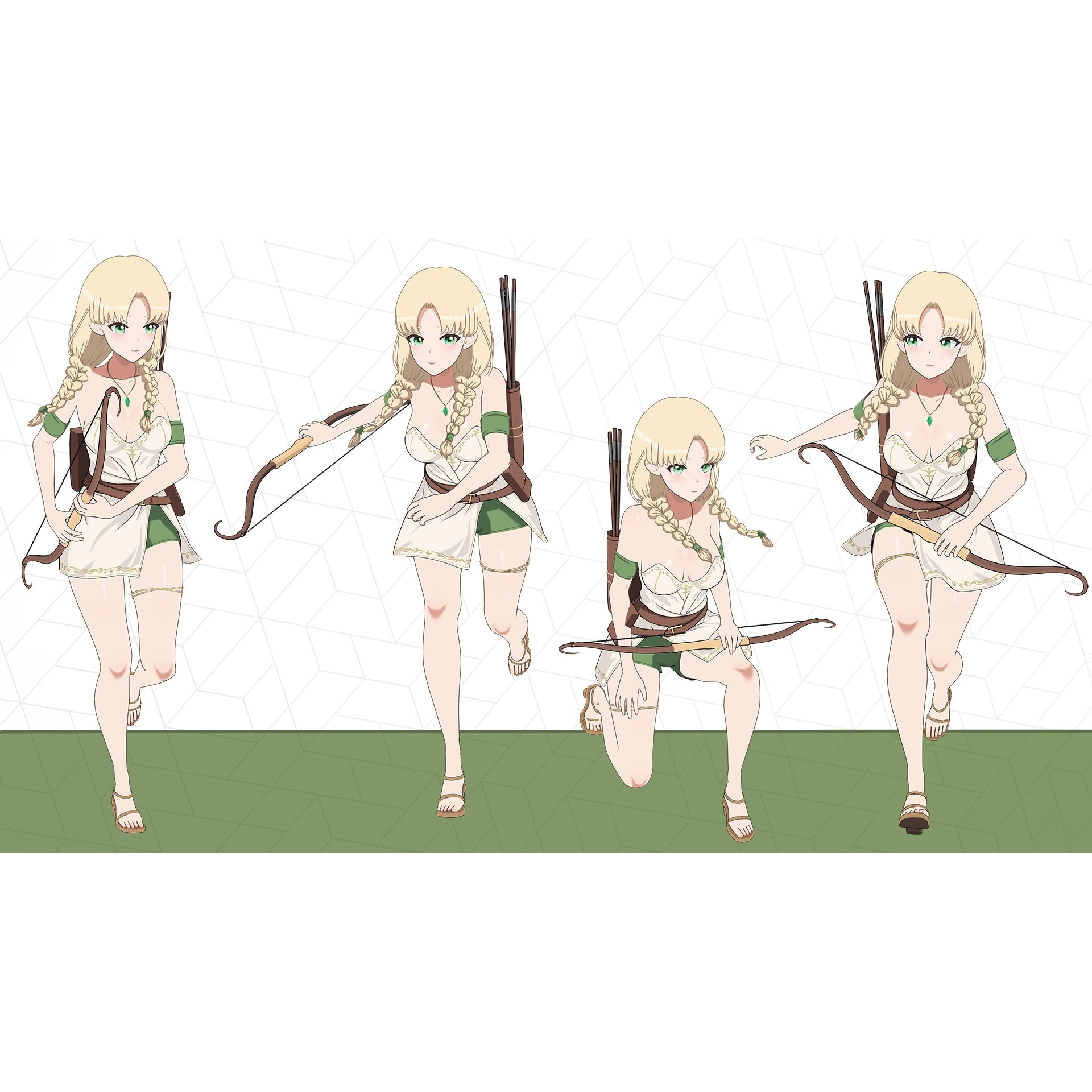 Fantasy RPG Anime Girls - Low-Poly Game-Ready 3D Model - View 6