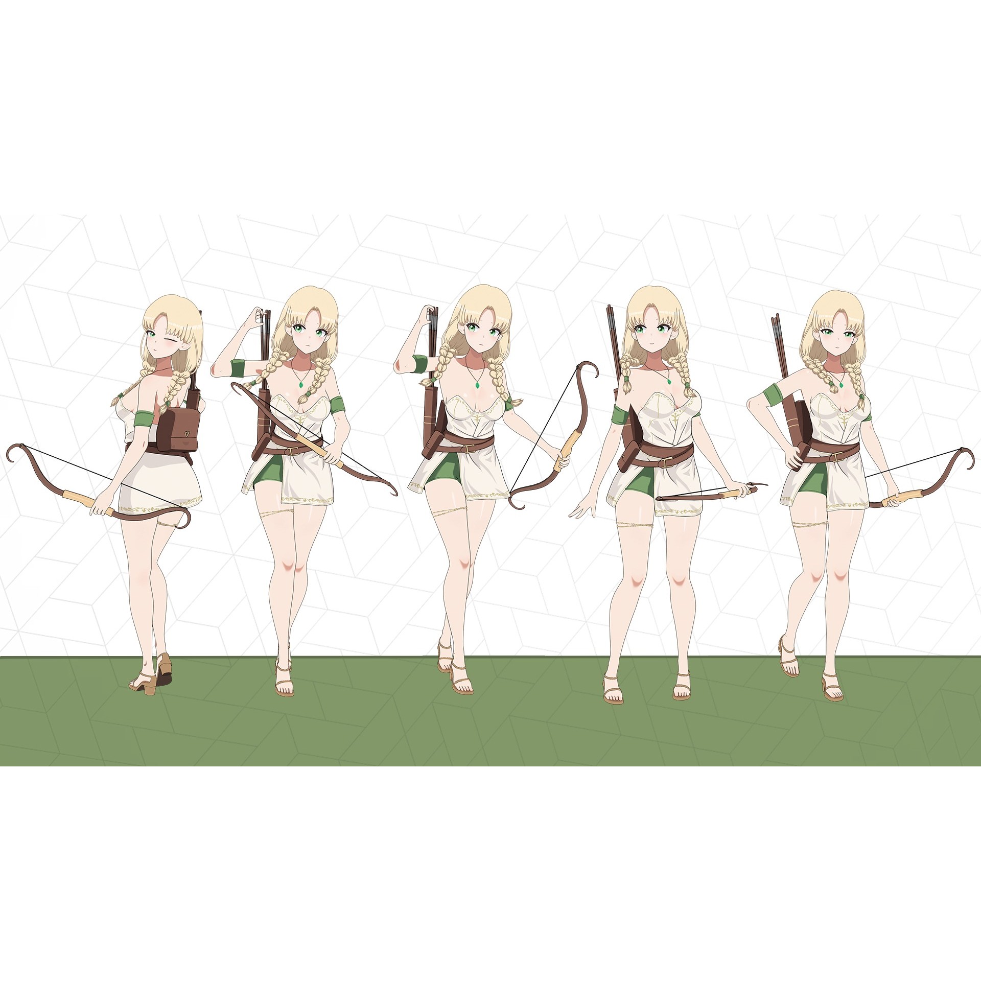 Fantasy RPG Anime Girls - Low-Poly Game-Ready 3D Model - View 7