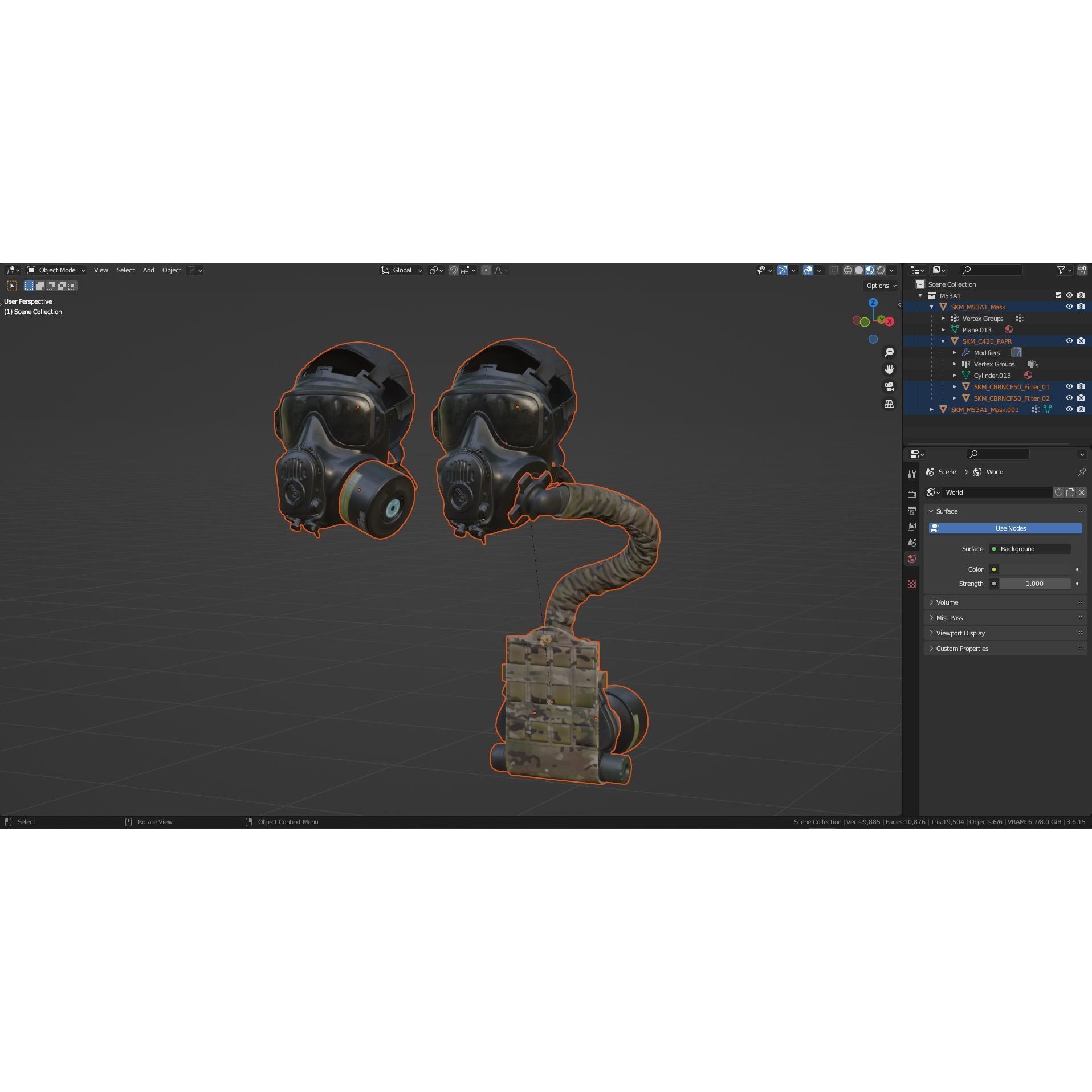 AVON M53A1 Gas Mask - Low-Poly Game-Ready 3D Model