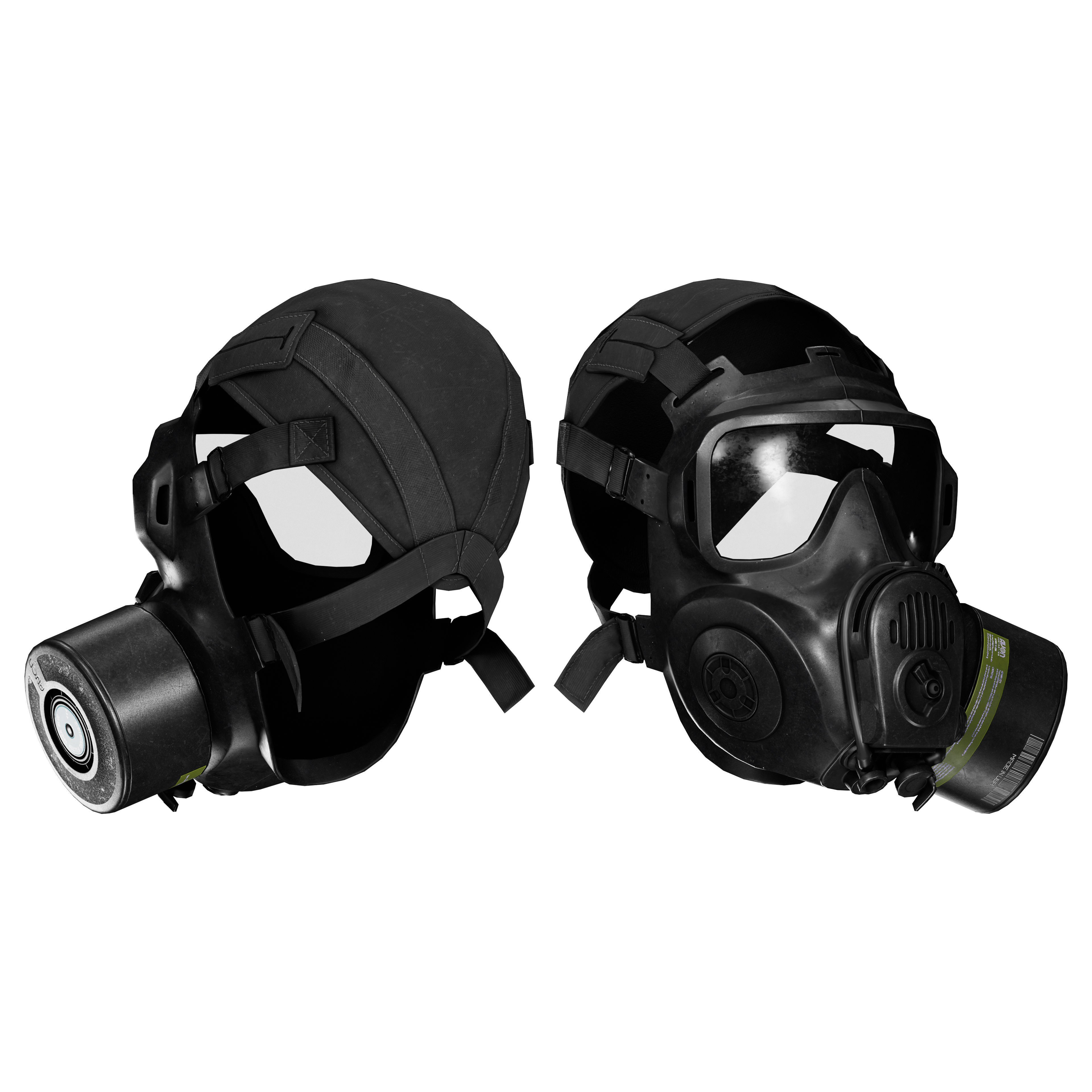 AVON M53A1 Gas Mask - Low-Poly Game-Ready 3D Model - View 12