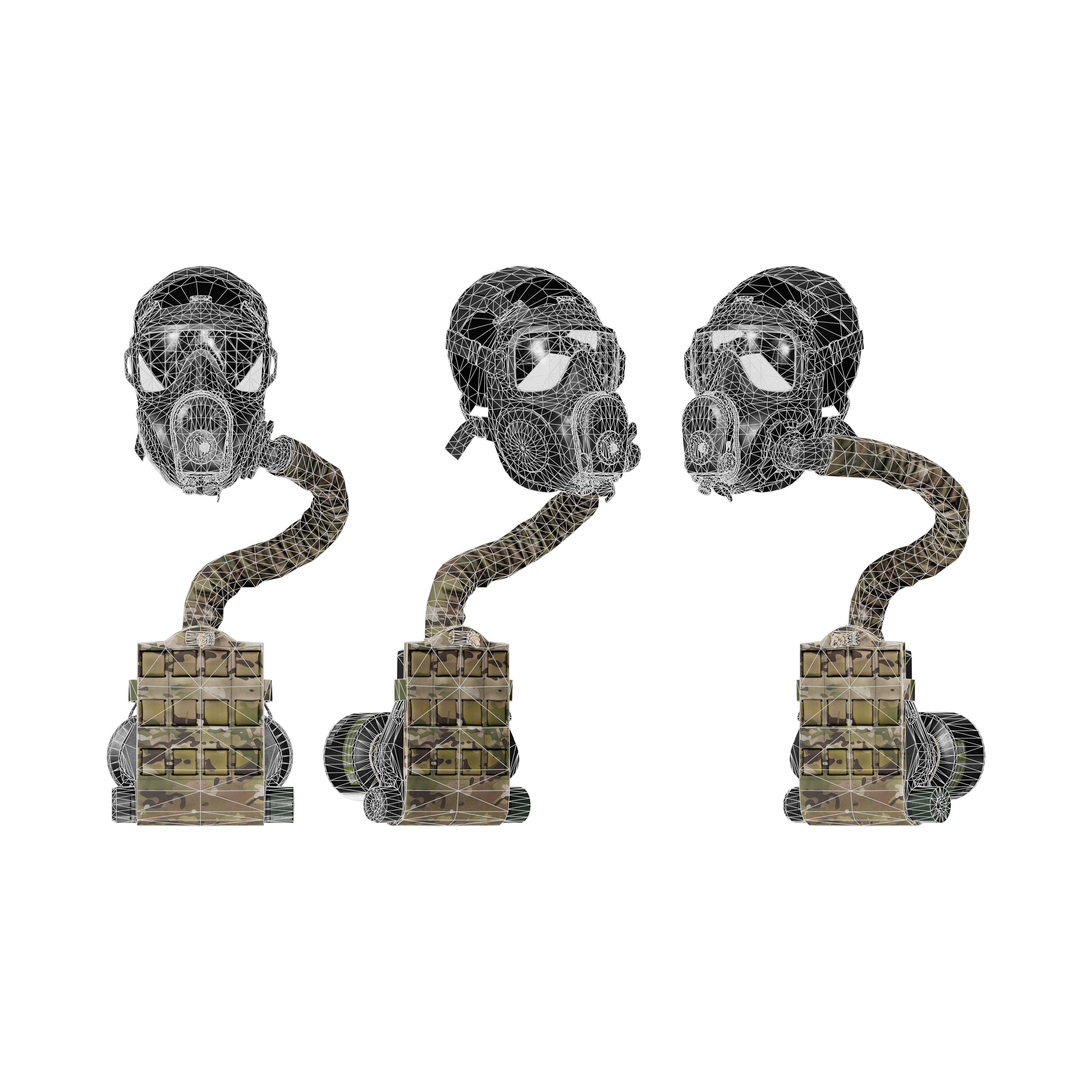 AVON M53A1 Gas Mask - Low-Poly Game-Ready 3D Model - View 15