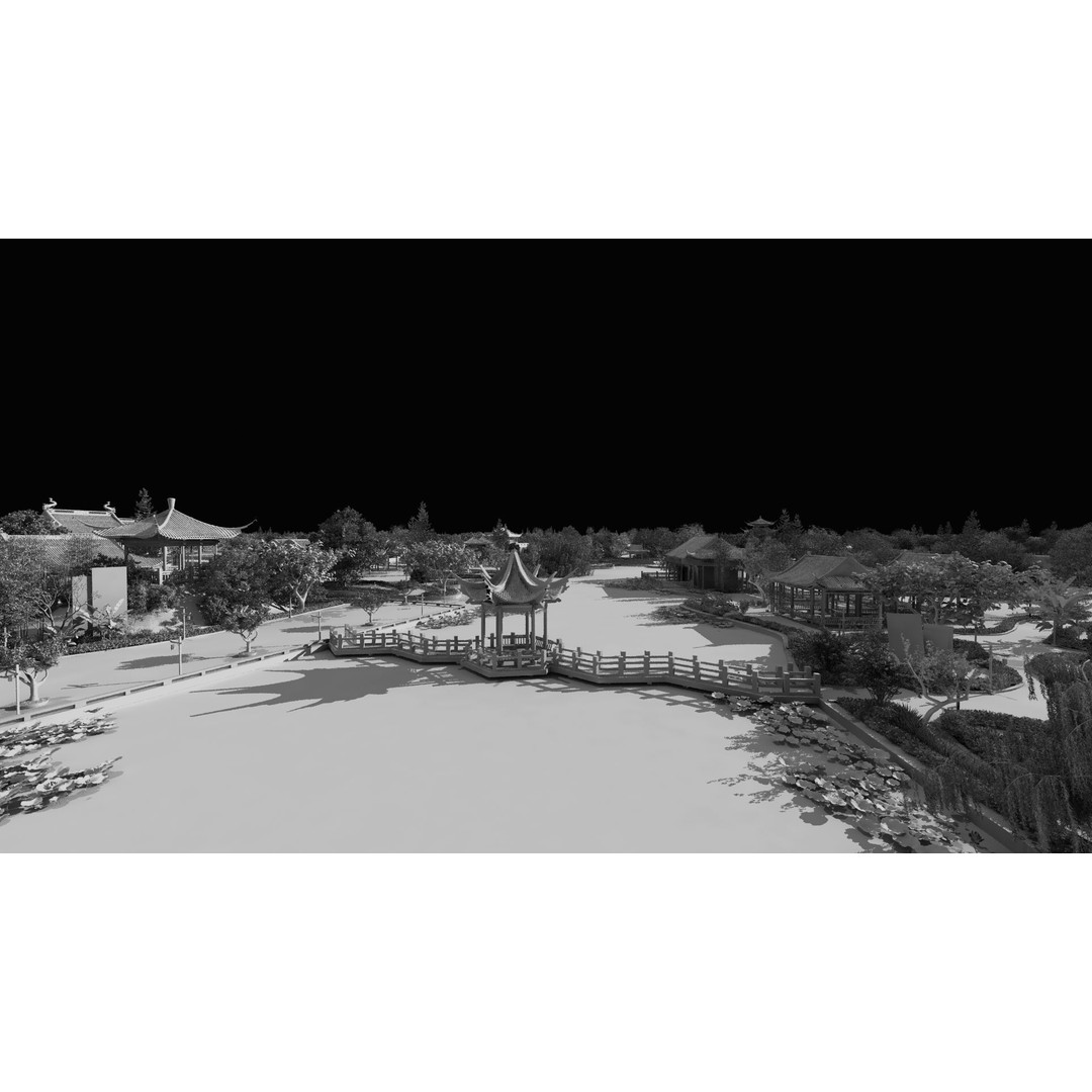 Classical Chinese Garden 3D Model – Architectural Art, FBX, PBR