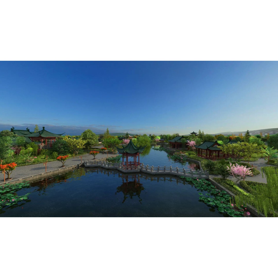 Classical Chinese Garden 3D Model – Architectural Art, FBX, PBR - View 2