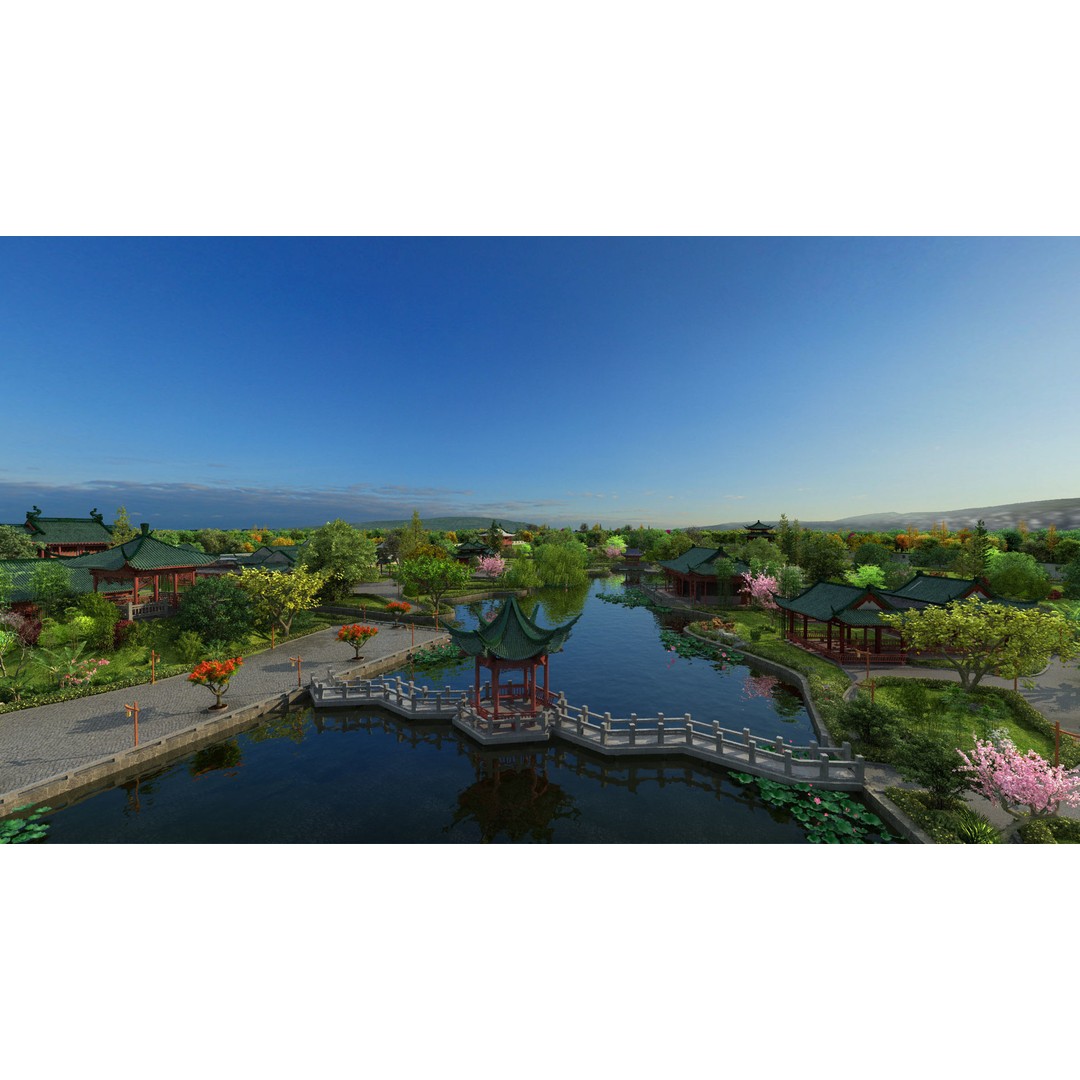 Classical Chinese Garden 3D Model – Architectural Art, FBX, PBR - View 3