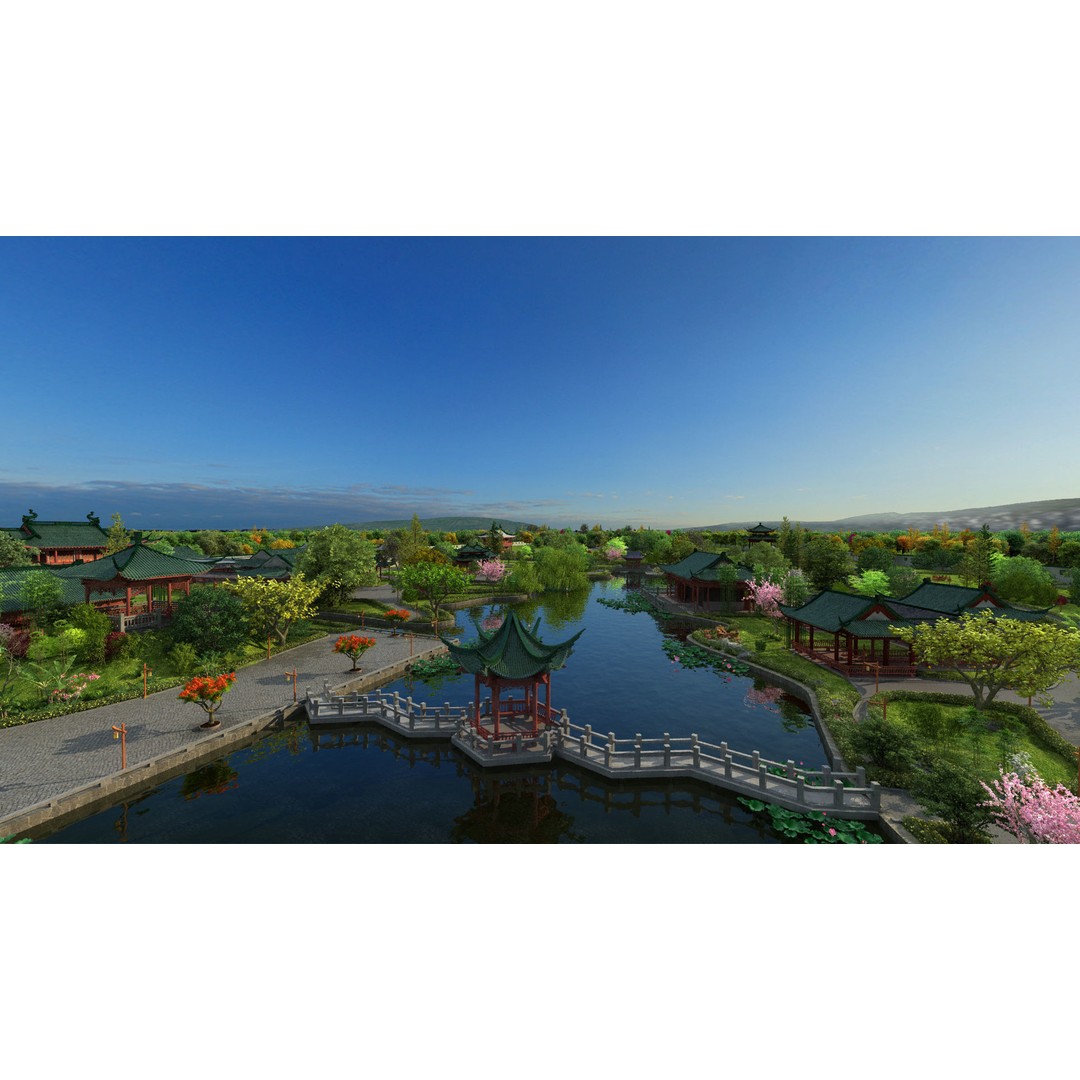 Classical Chinese Garden 3D Model – Architectural Art, FBX, PBR - View 4