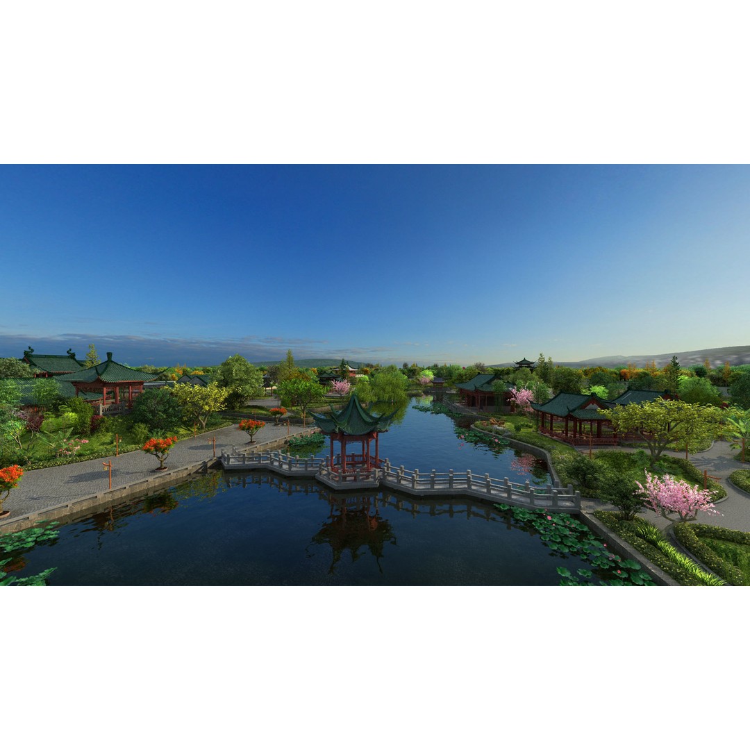 Classical Chinese Garden 3D Model – Architectural Art, FBX, PBR - View 6