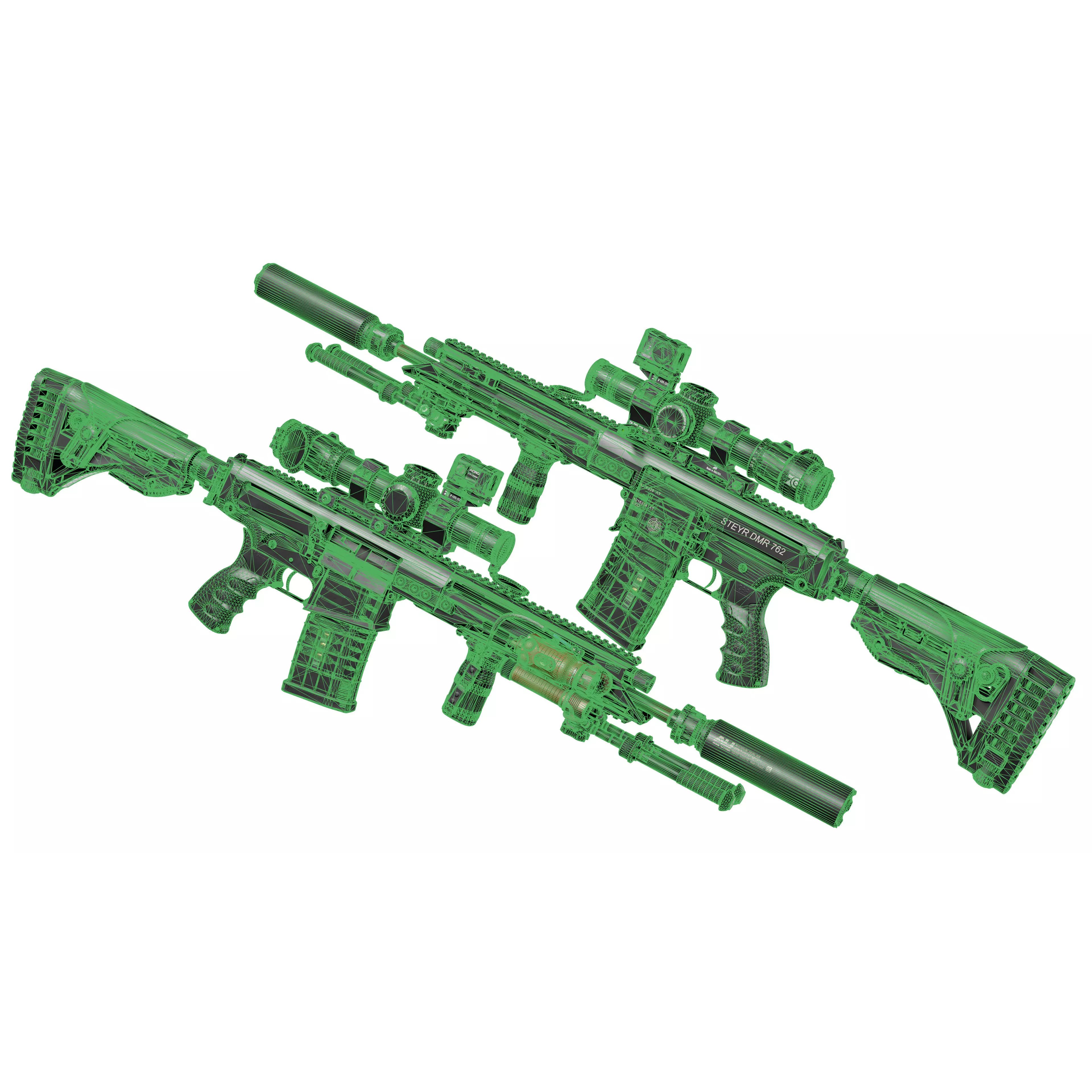 STEYR ARMS DMR 762 Rifle - Low-Poly Game-Ready 3D Model - View 11