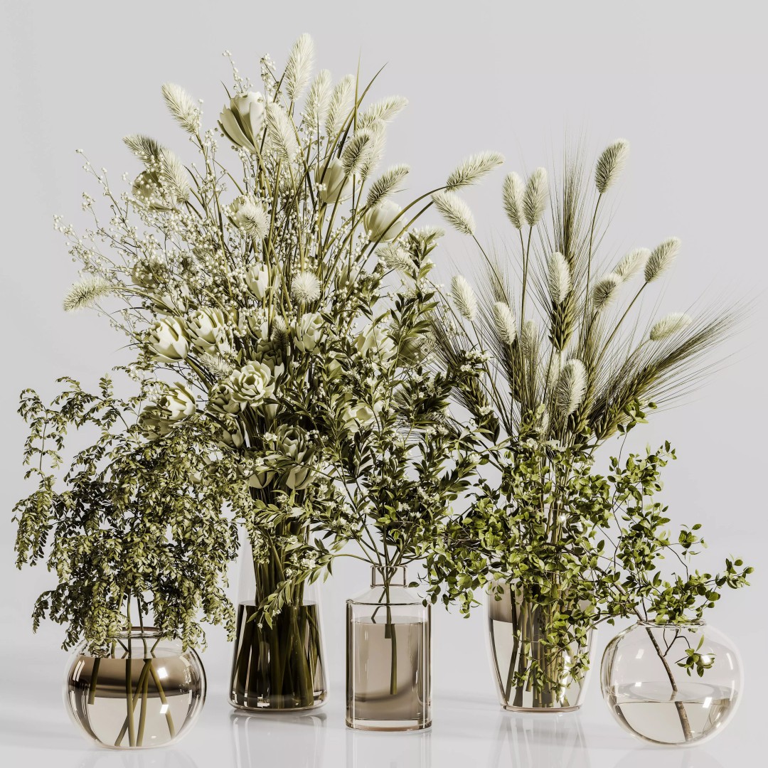 Bouquet 3D Model – Exotic Pot Plant with PBR Textures, FBX - View 2