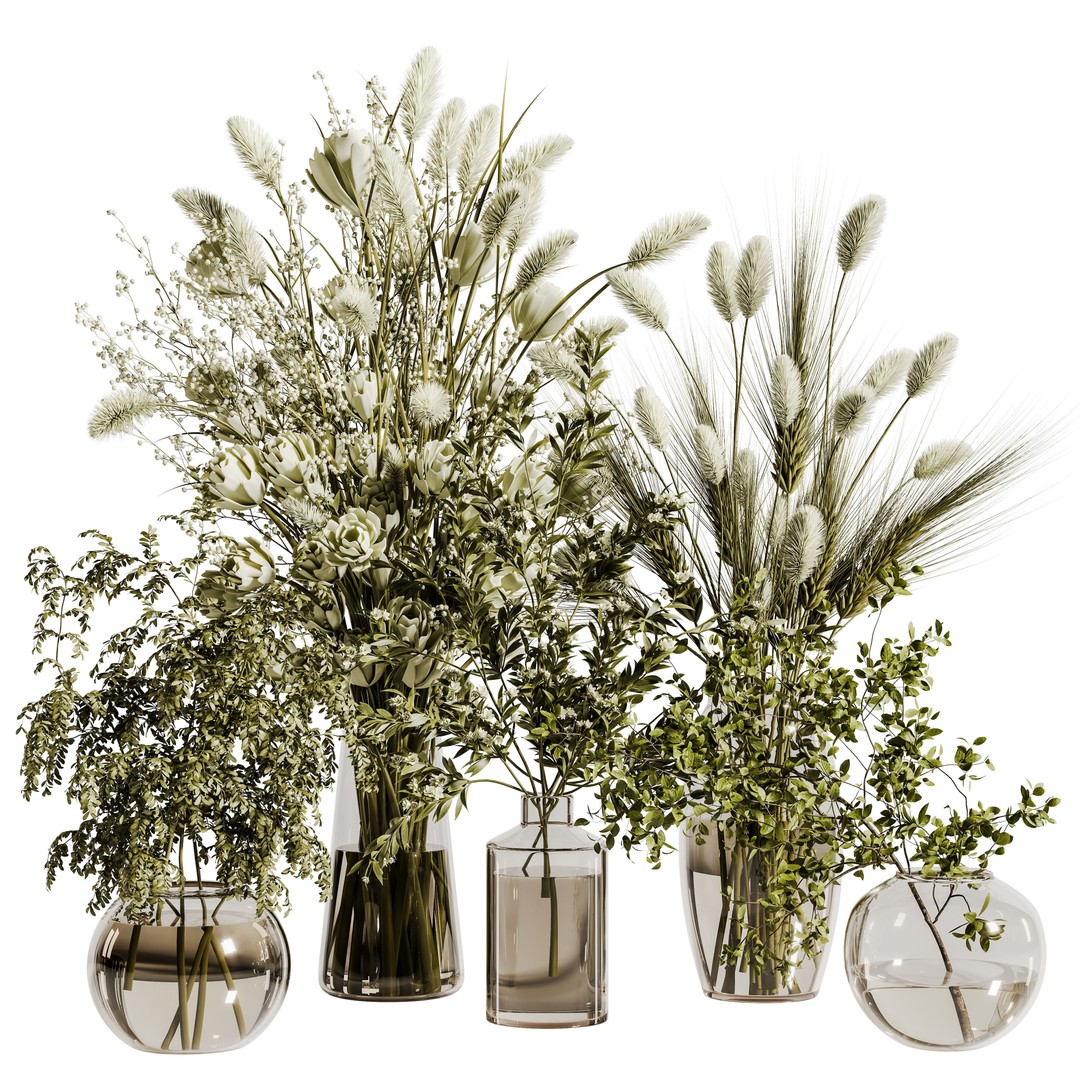 Bouquet 3D Model – Exotic Pot Plant with PBR Textures, FBX - View 3