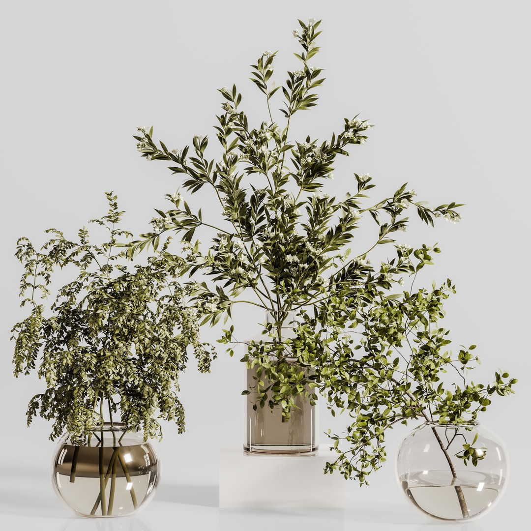 Bouquet 3D Model – Exotic Pot Plant with PBR Textures, FBX - View 6