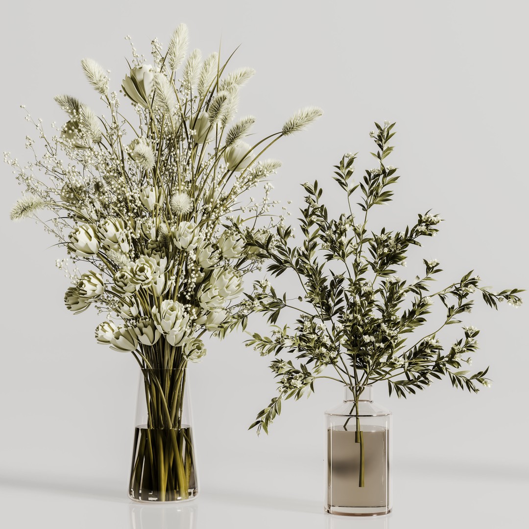 Bouquet 3D Model – Exotic Pot Plant with PBR Textures, FBX - View 7