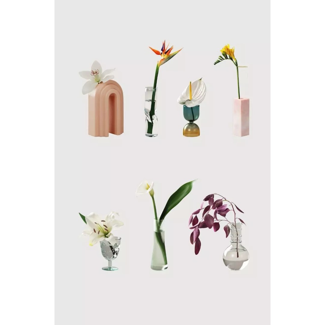 Small Flowers 3D Model – PBR Optimized Plant Asset, FBX, OBJ - View 2