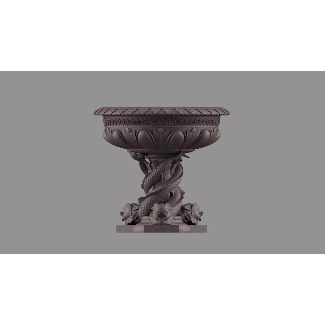 Roberto Giovannini Vase 3D Model – Baroque Style Decorative Planter, FBX - View 10
